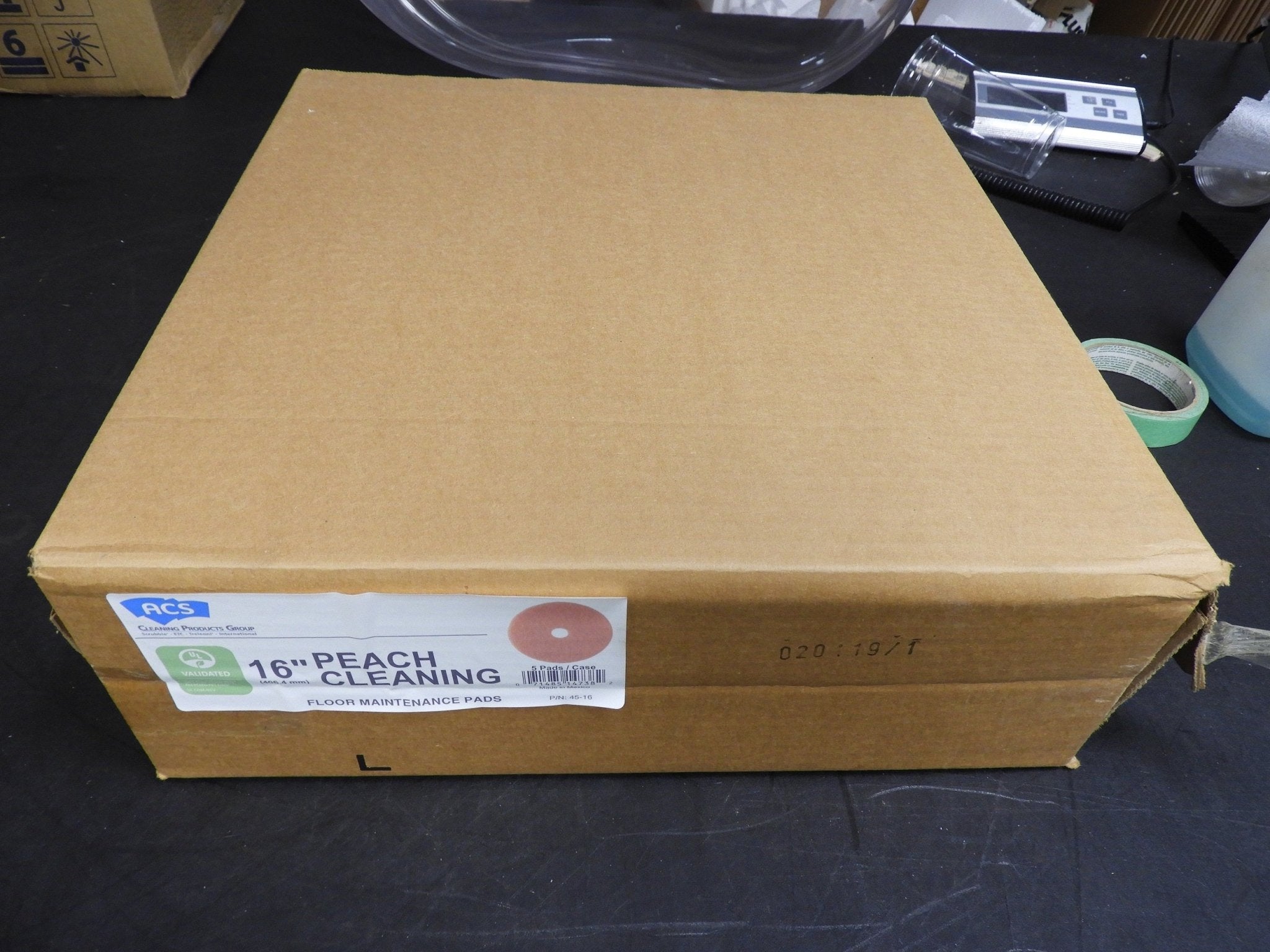 New Scrubble by ACS 45 - 16 16" Peach Burnishing Floor Pad 5 Pad/Case - Falcon Restaurant Supply - 2