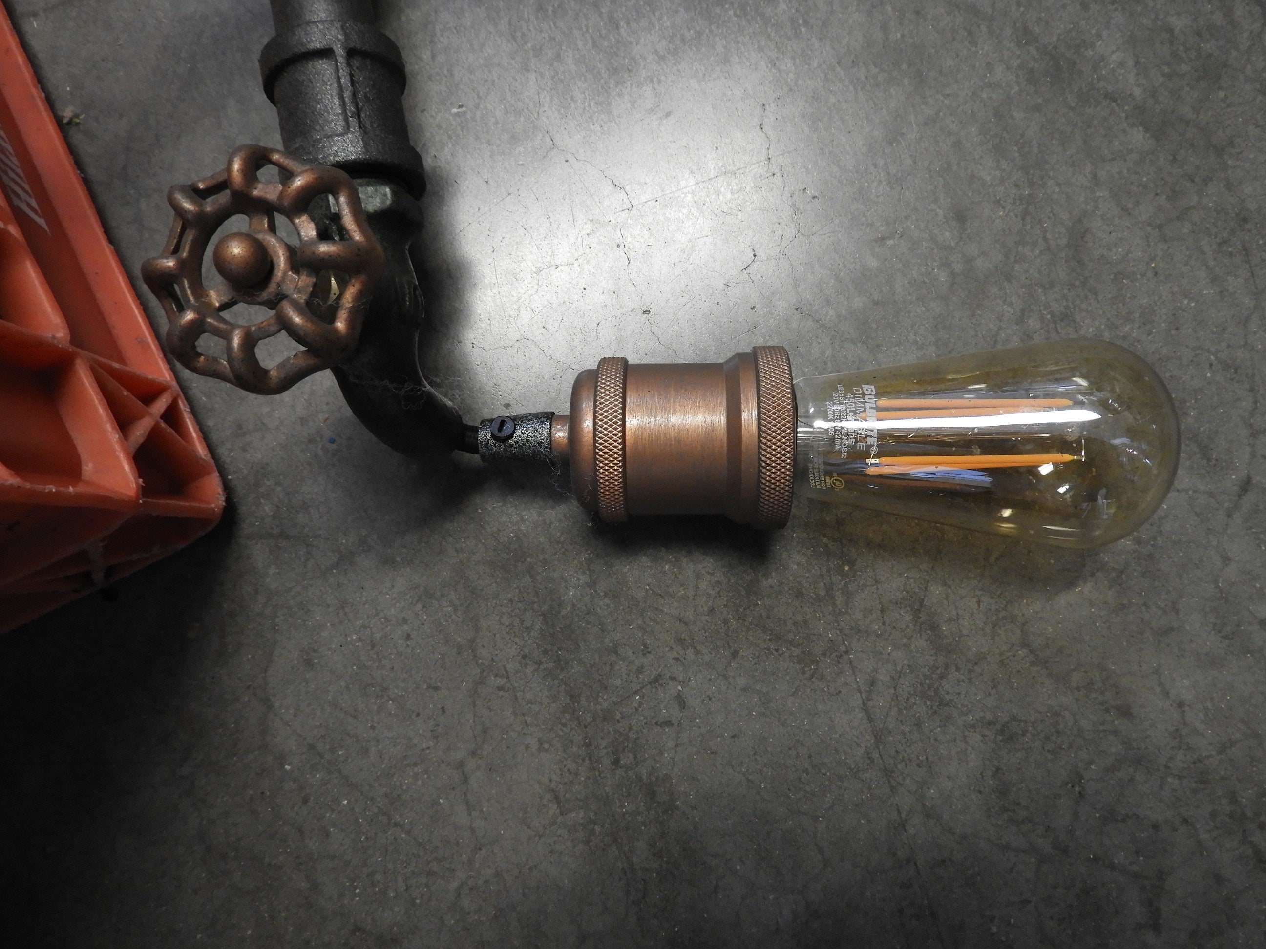 Used Steampunk Industrial Water Pipe and Spigot 2 LED Ceiling Light