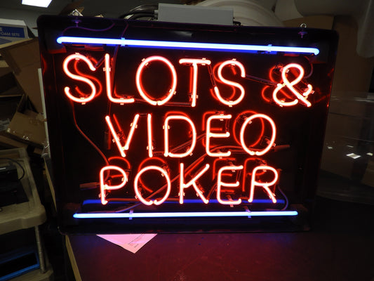 Slots & Video Poker Neon Sign 24"X31"