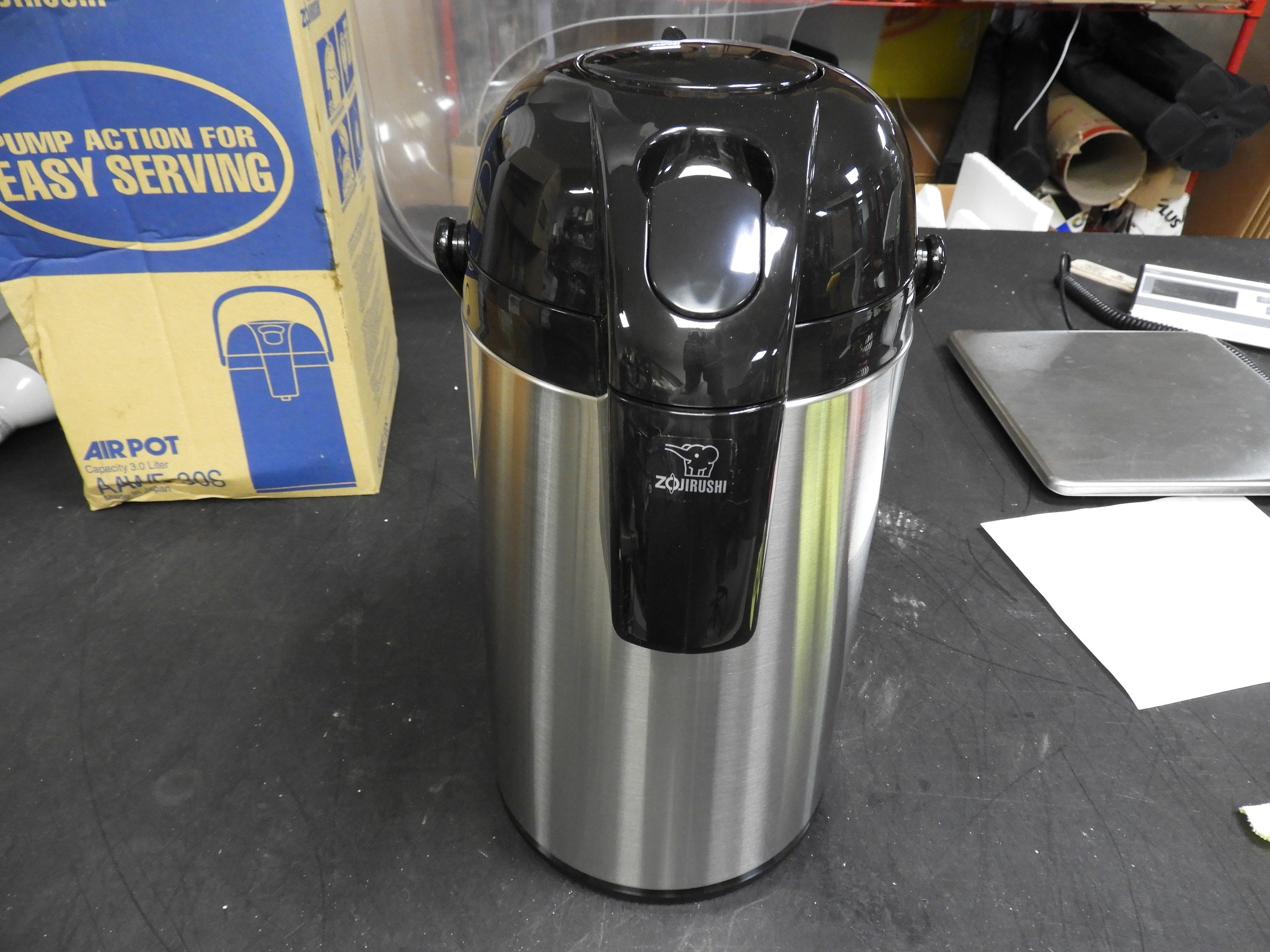 New Zojirushi AAWE-30SB 3 Liter Glass-Lined Stainless Steel AirPot With Push Button