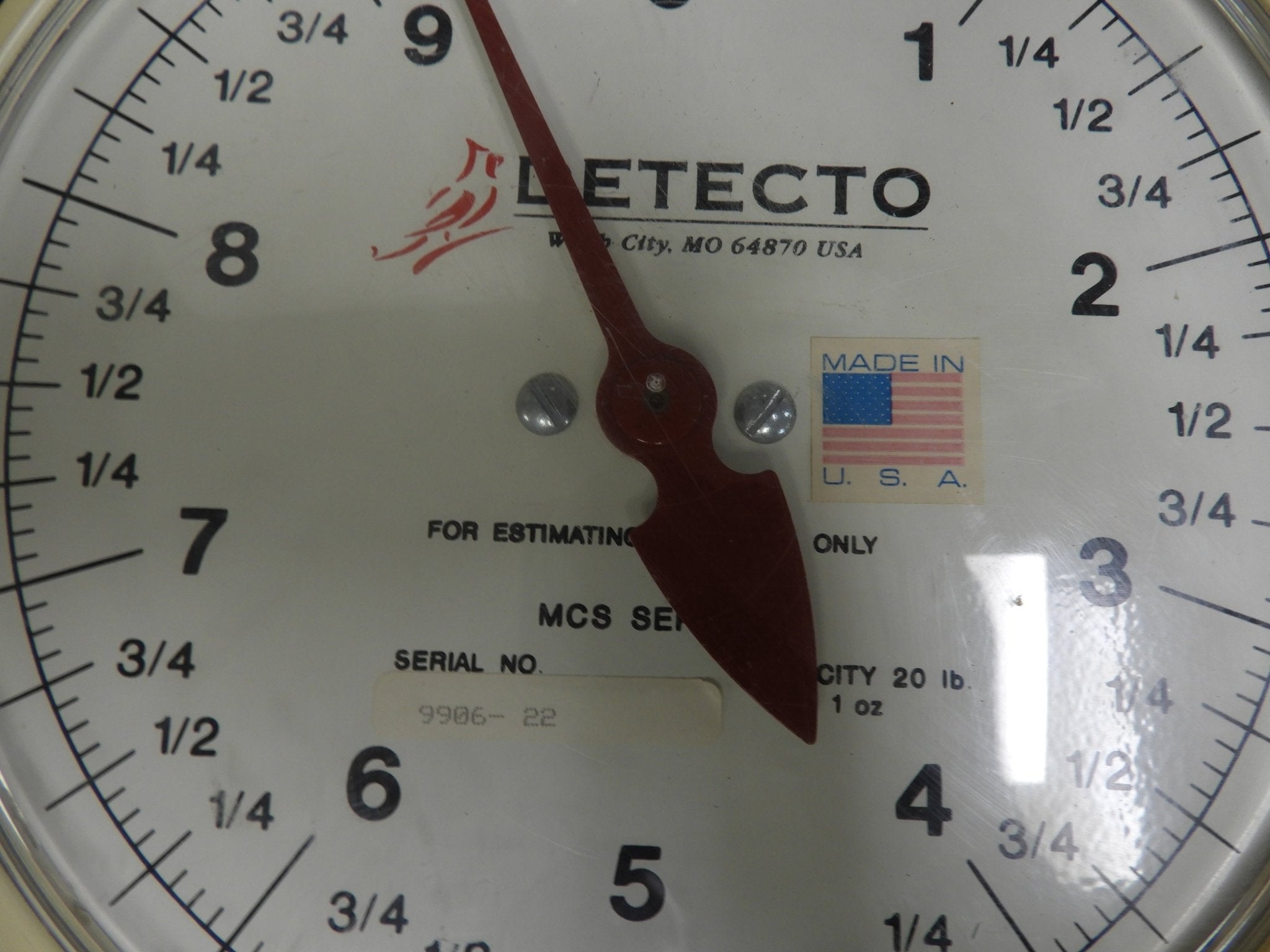 Used Cardinal Detecto MCS-20F 20lb Dual Faced Hanging Scale