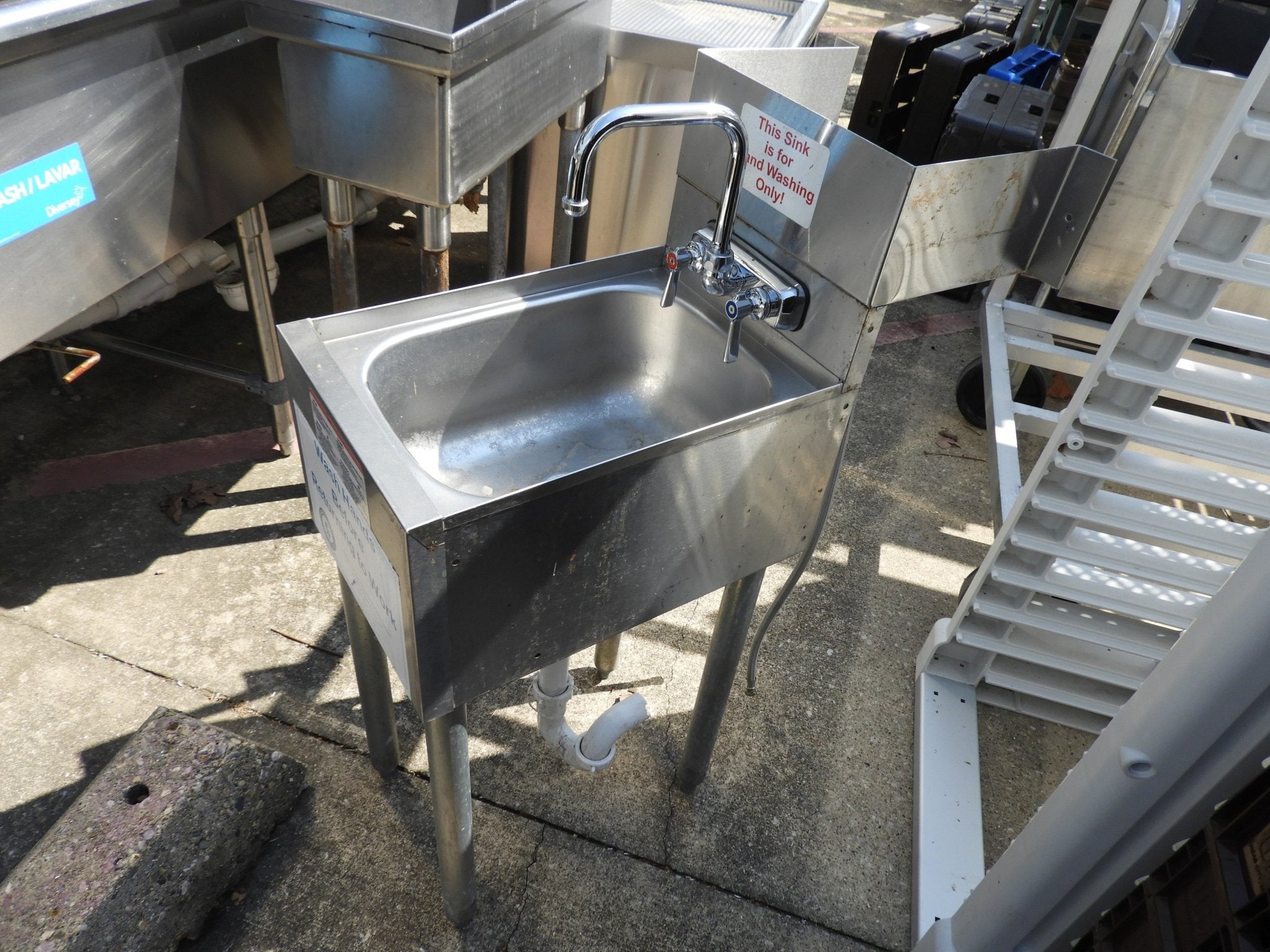 Used Small Stainless Steel Hand Washing Sink with Faucet - SS35 - Falcon Restaurant Supply - 4