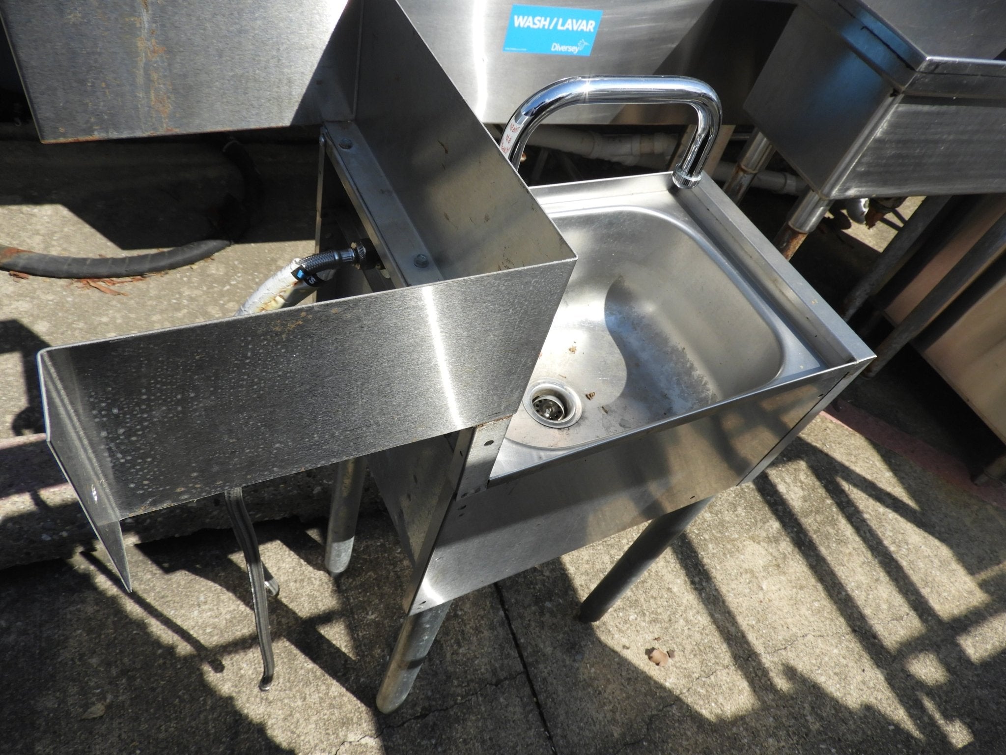 Used Small Stainless Steel Hand Washing Sink with Faucet - SS35 - Falcon Restaurant Supply - 6