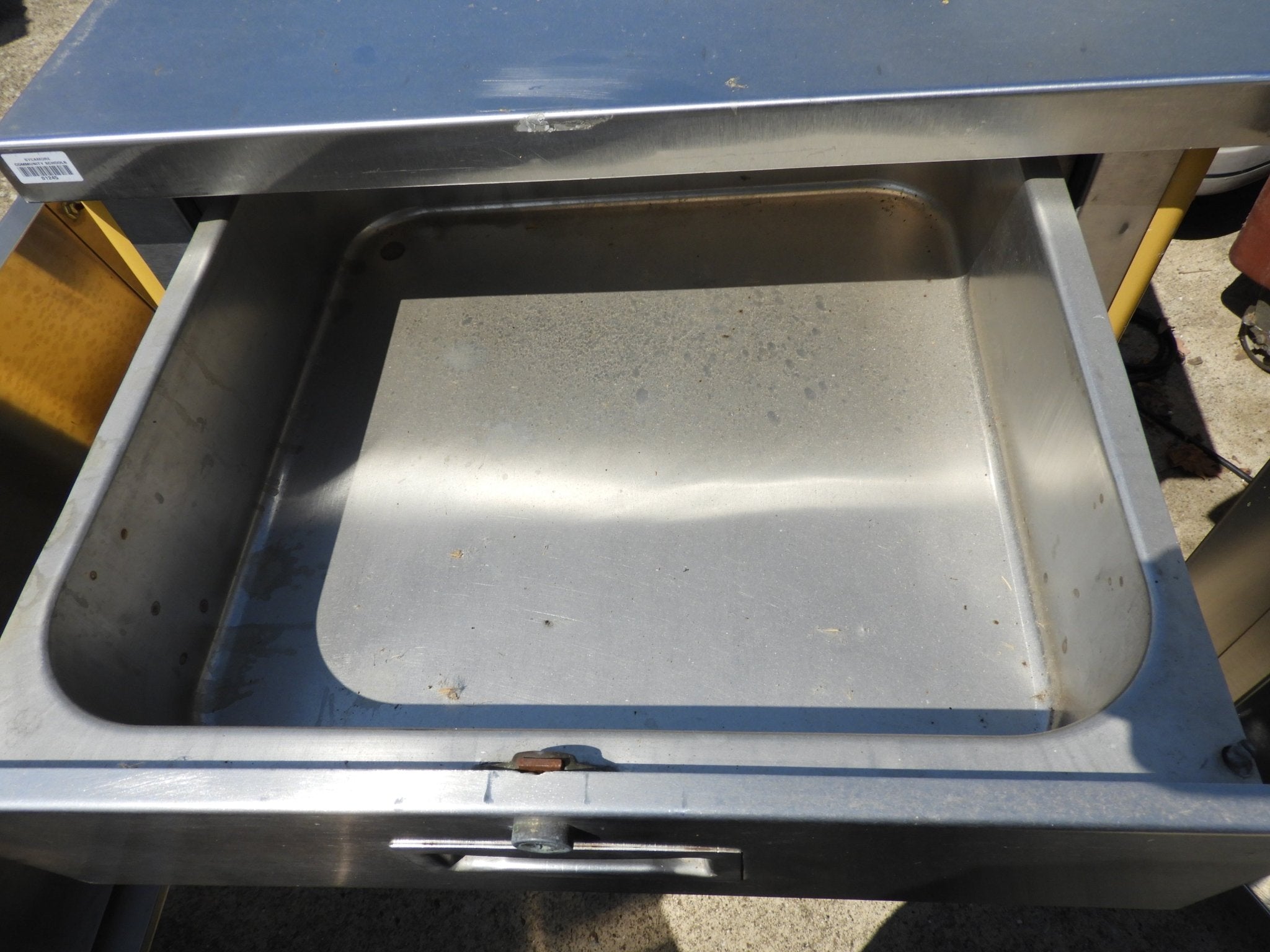 Used Colorpoint Stainless Steel Portable Work Station with Foldable Shelf - SS45 - Falcon Restaurant Supply - 3