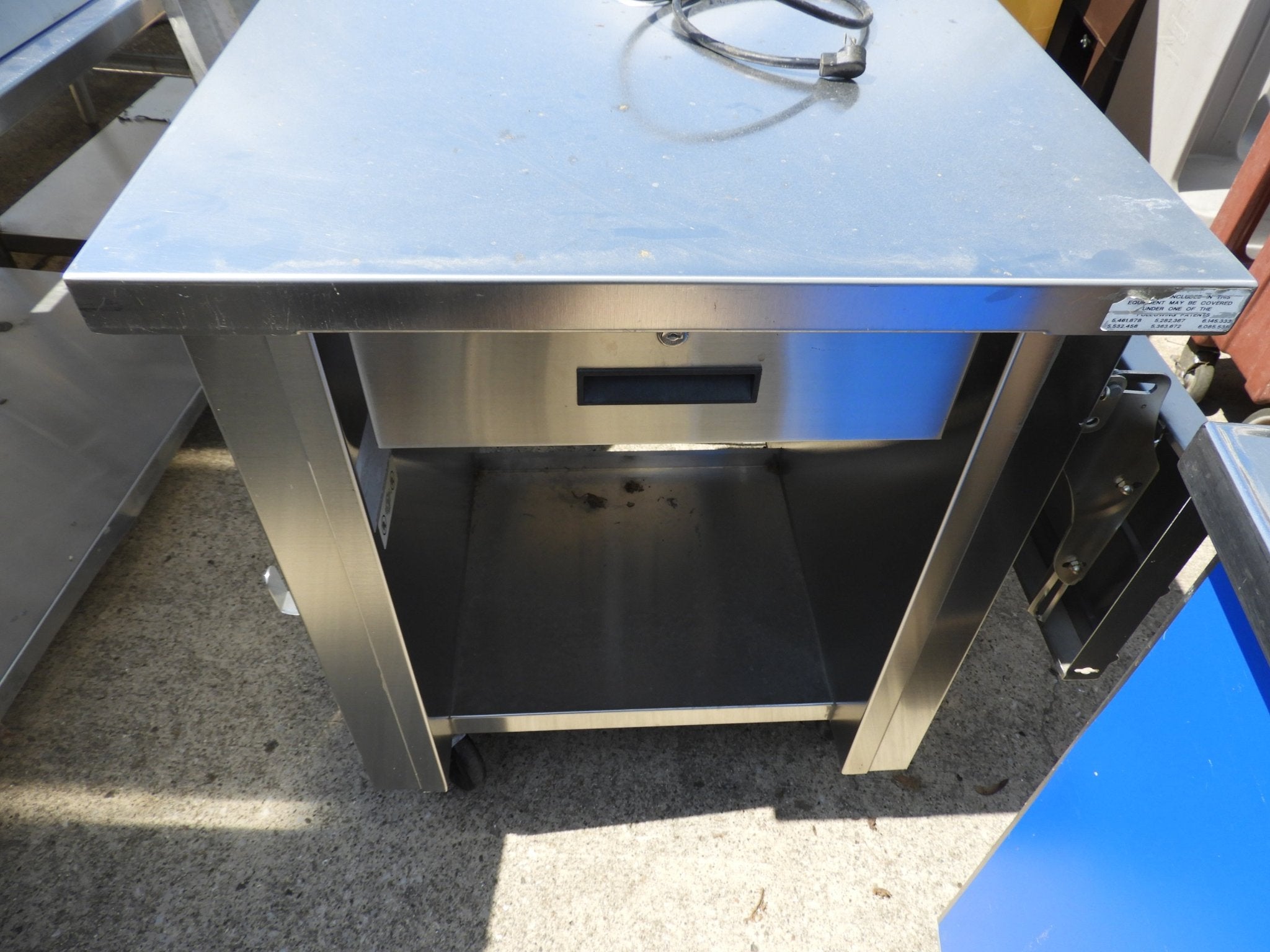 Used Shelleysteel Stainless Steel Portable Work Station with Folding Shelf - SS47 - Falcon Restaurant Supply - 8