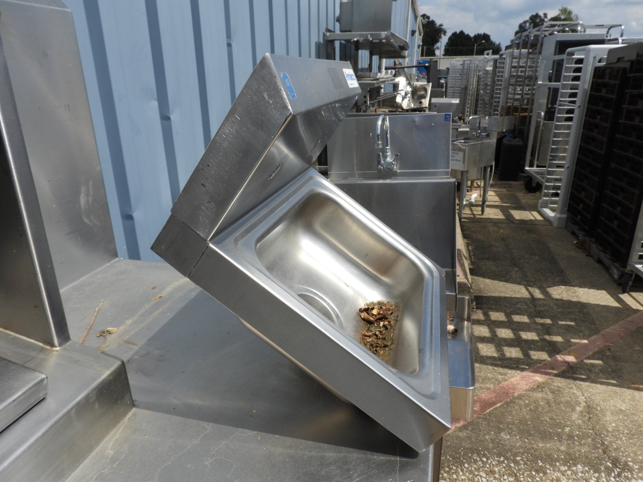 Used Small Stainless Steel Wall Mounted Hand Washing Sink - SS34 - Falcon Restaurant Supply - 2