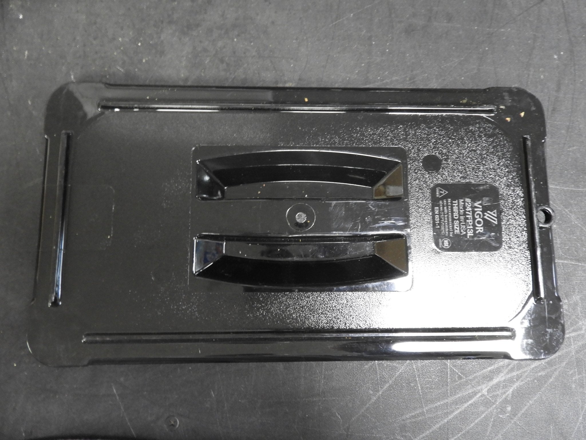 Used Vigor 1/3 Size Black Polycarbonate Food Pan Lid with Handle C IP - Falcon Restaurant Supply - 3
