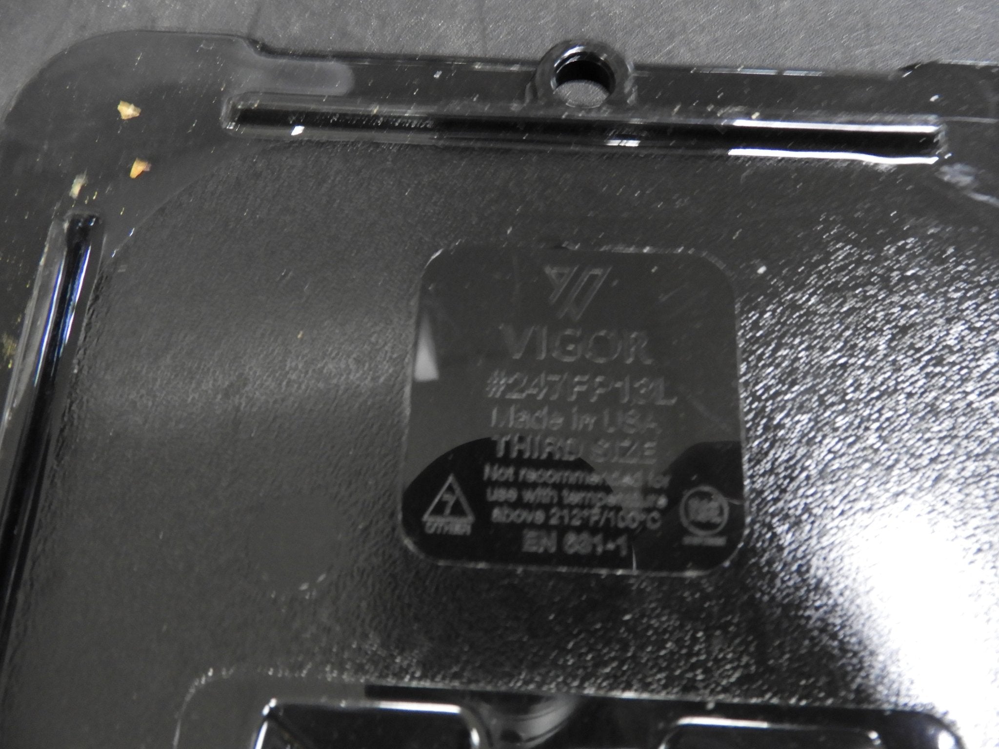 Used Vigor 1/3 Size Black Polycarbonate Food Pan Lid with Handle C IP - Falcon Restaurant Supply - 4