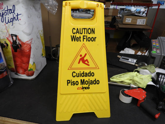 Used Winco WCS-25 Caution Wet Floor Sign 25" x 12" C IP