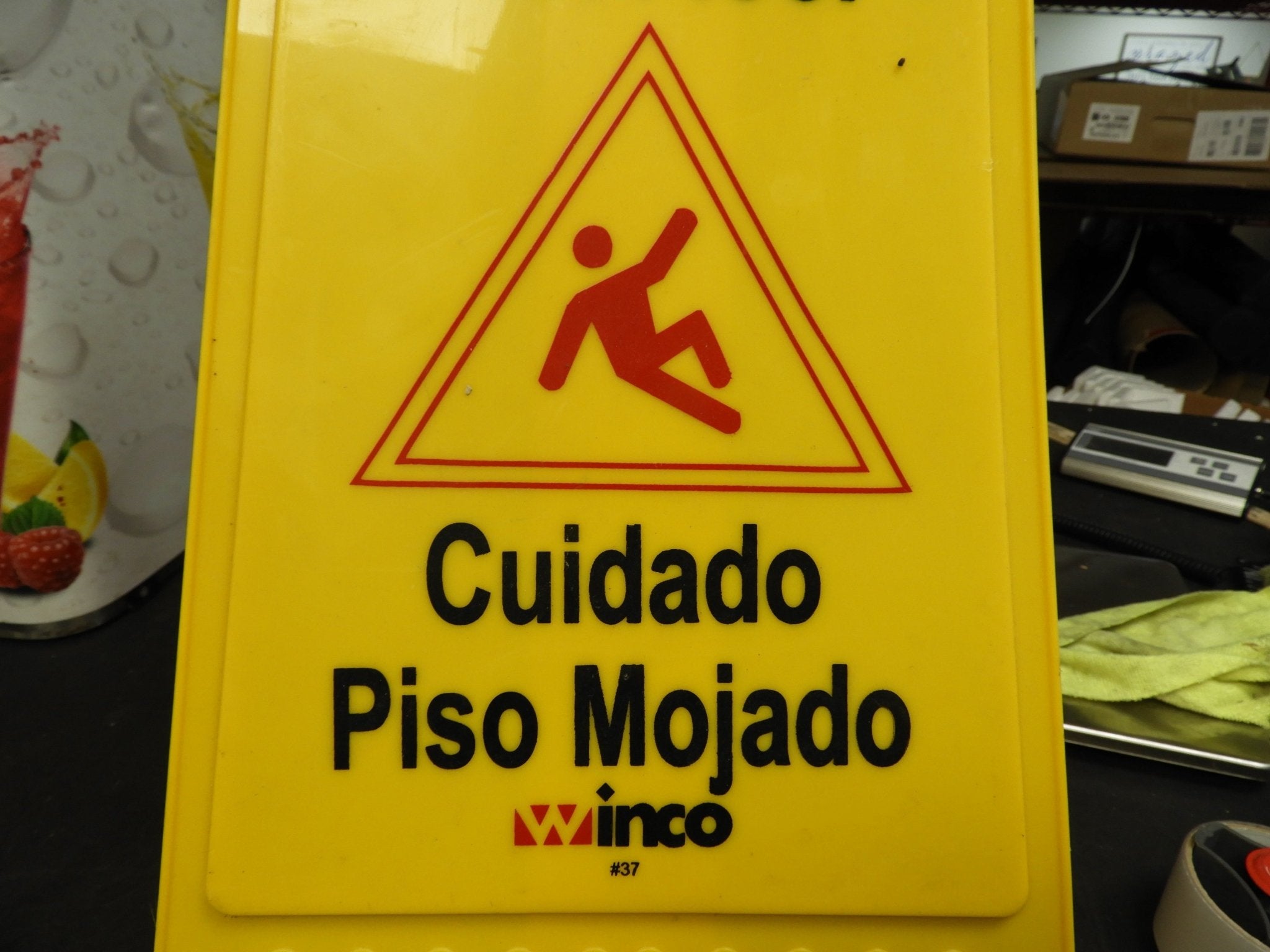 Used Winco WCS - 25 Caution Wet Floor Sign 25" x 12" C IP - Falcon Restaurant Supply - 2