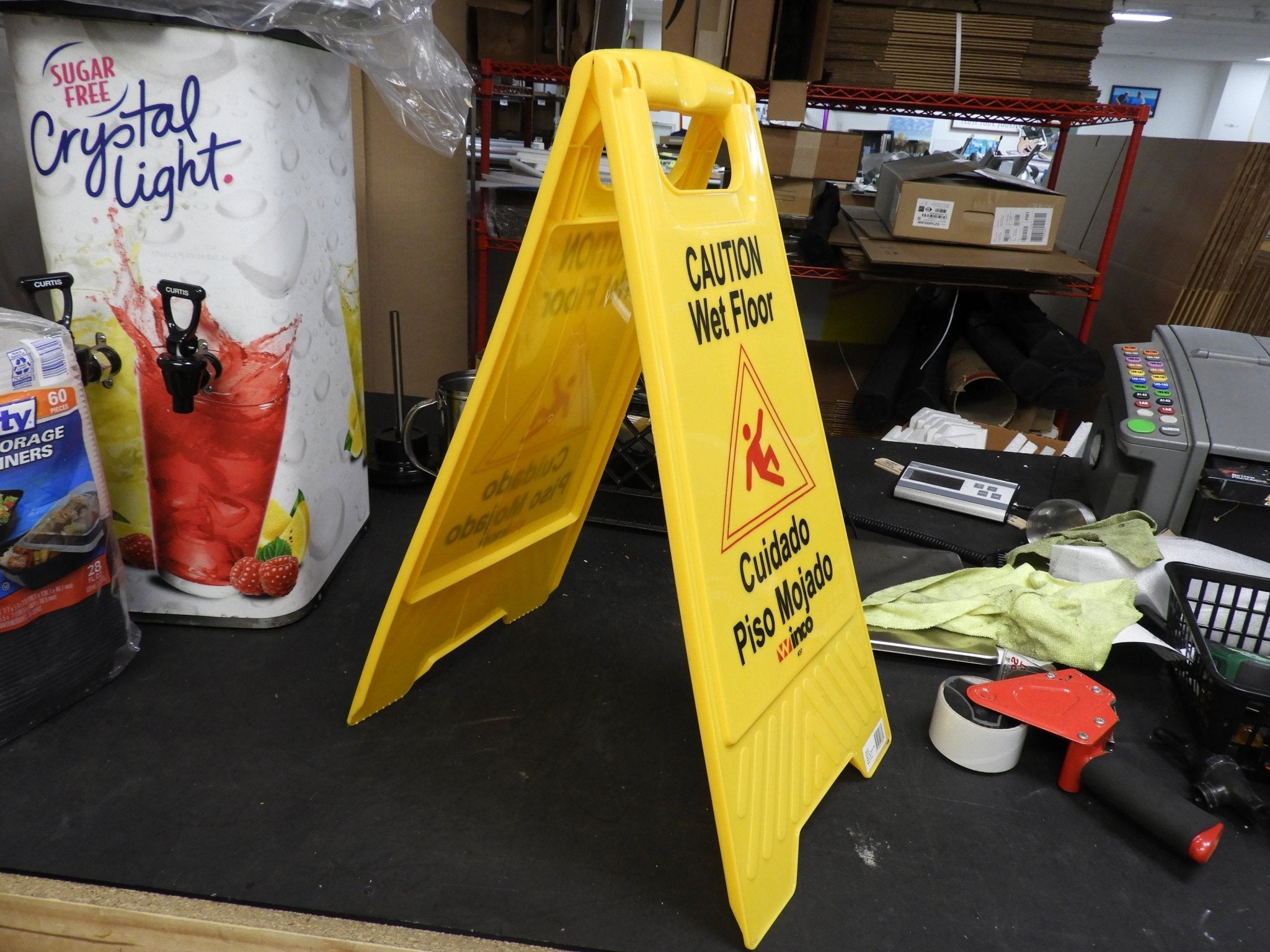 Used Winco WCS - 25 Caution Wet Floor Sign 25" x 12" C IP - Falcon Restaurant Supply - 3