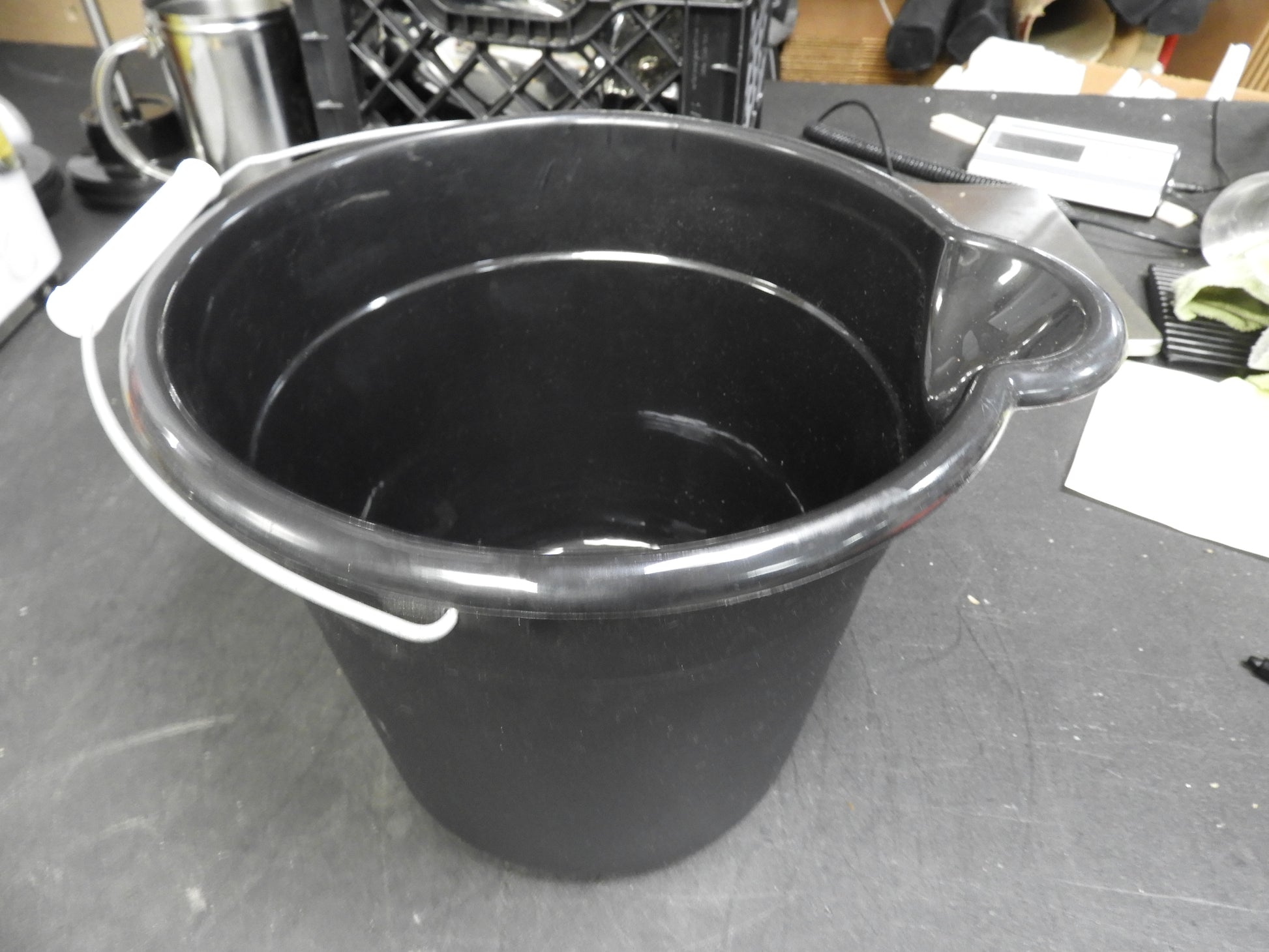 Black Plastic Buckets with Handles, 9-qt.