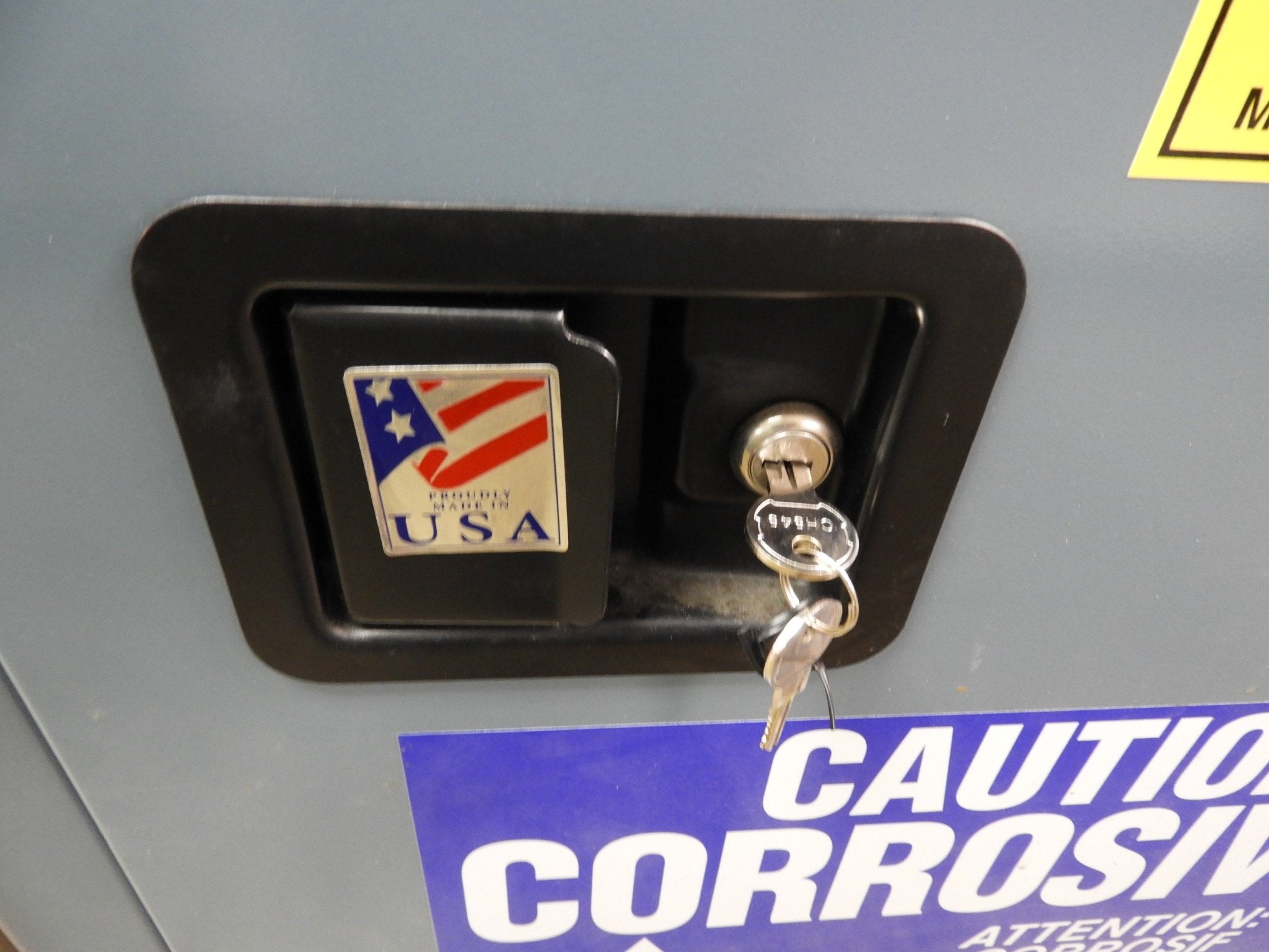 Used JAMCO CL12 Corrosive Safety Cabinet 23 Inch Width x 35 Inch Height with Key - Falcon Restaurant Supply - 1