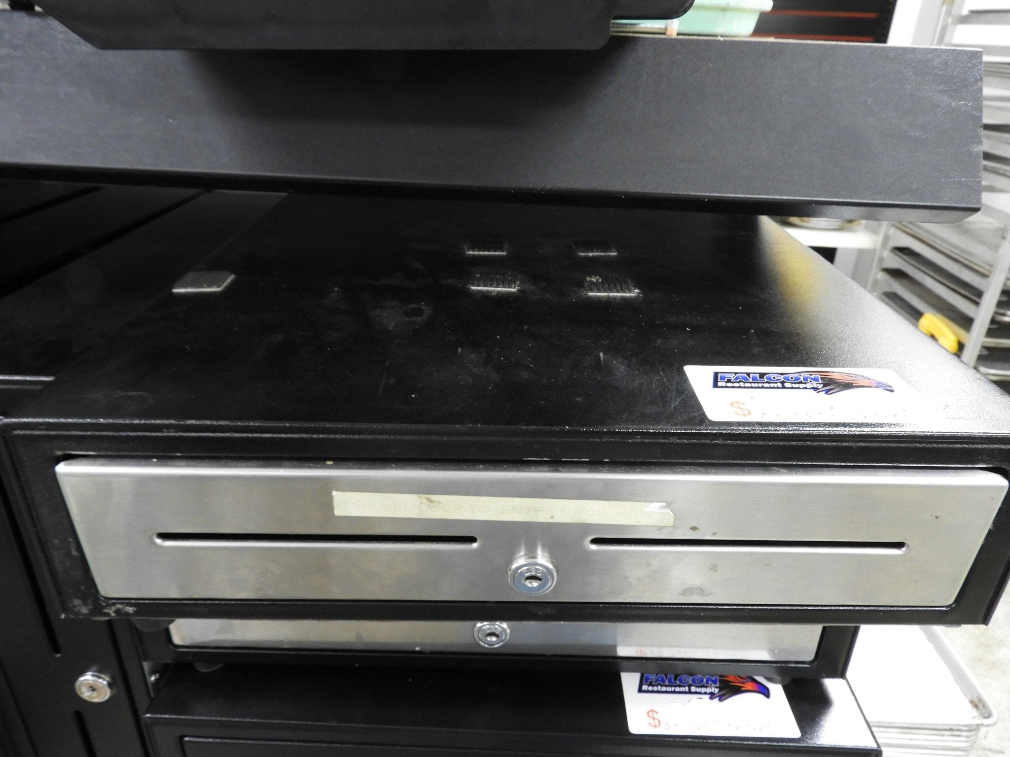 Used Cash Register Money Drawer Without Divider Insert Stainless Face - Falcon Restaurant Supply - 1