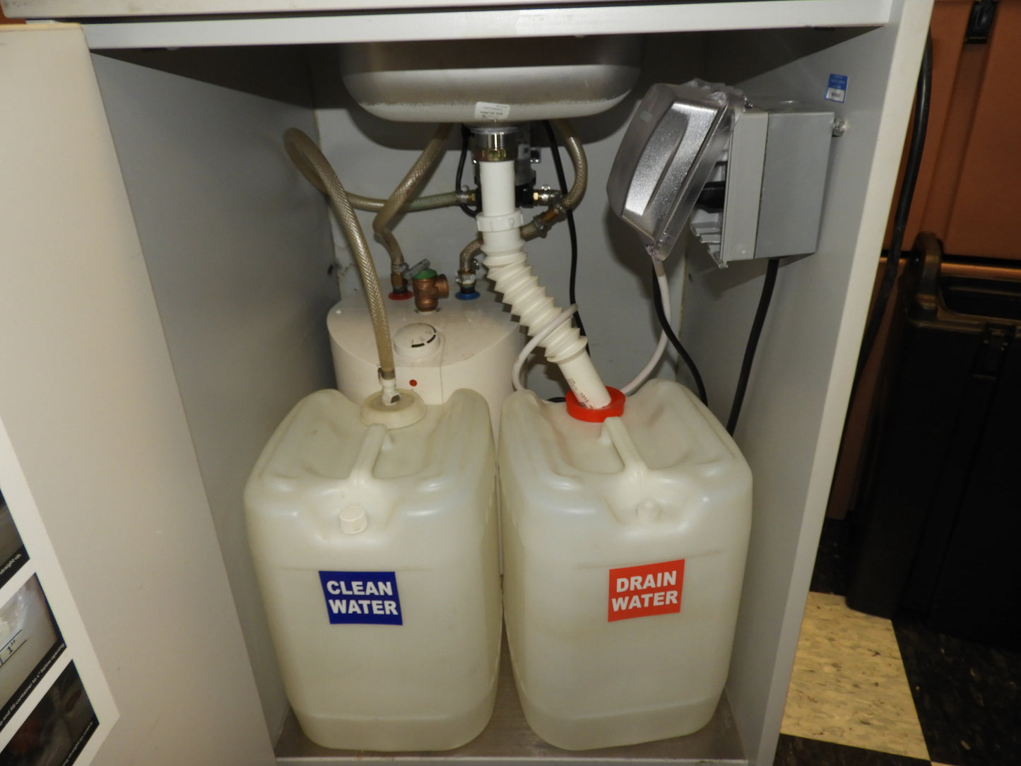 Used Self Contained Portable Sink with Pump, Water Heater and Collection Containers