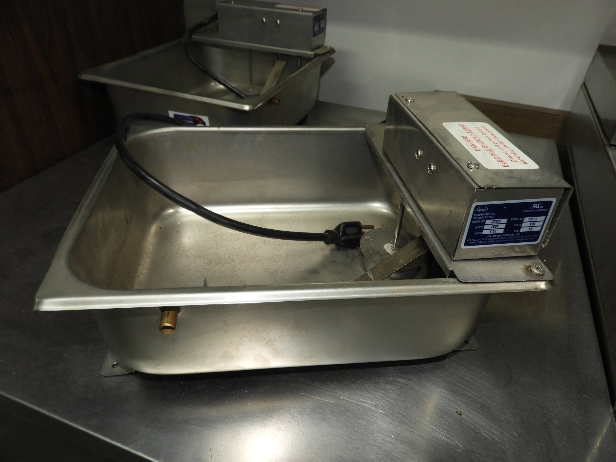 Used Supco CP8077 - 1/2 qt. Condensate Drain Pan (120V, 1000W, 8.34A) - Falcon Restaurant Supply - 1