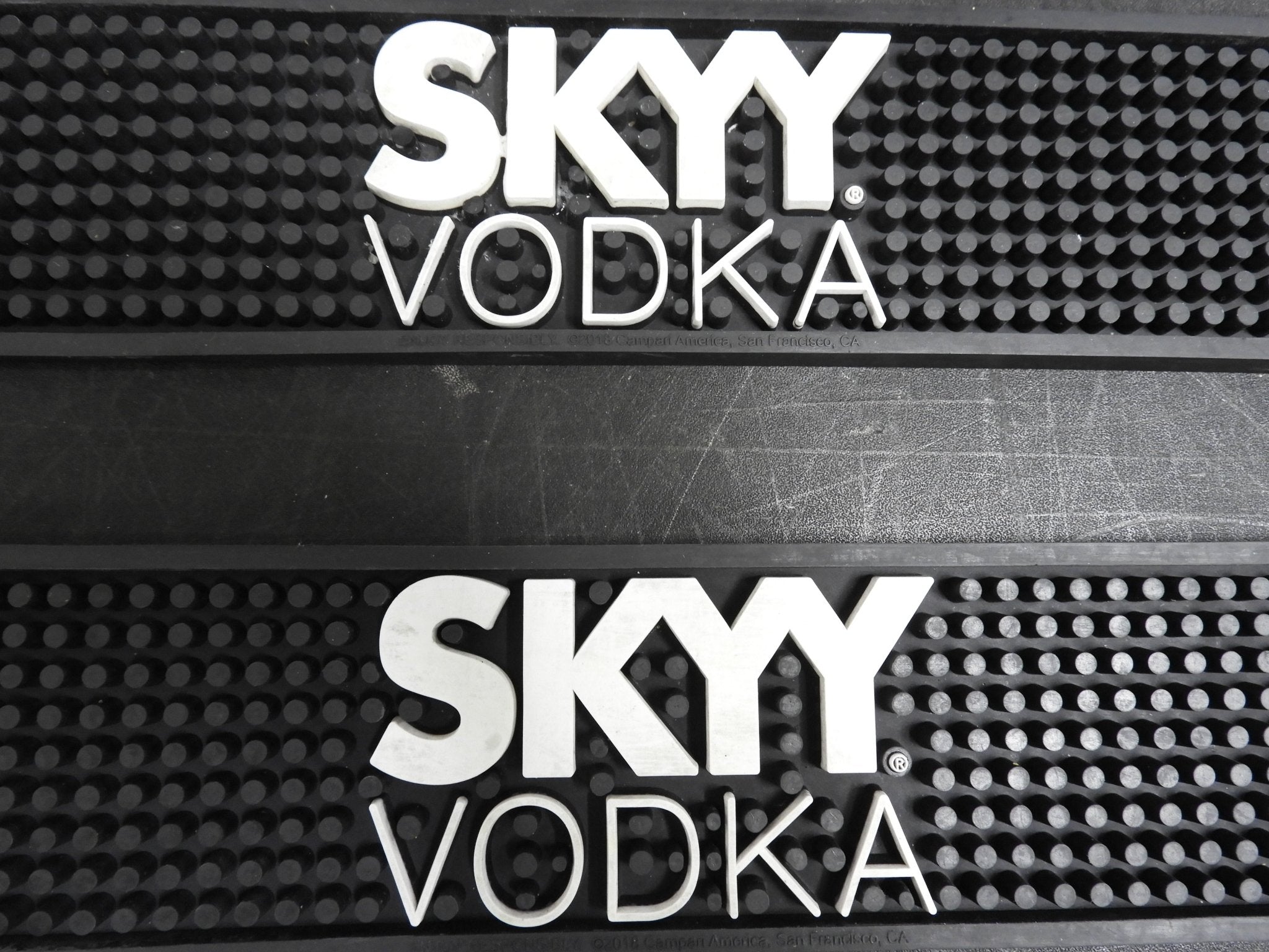 Used One Skyy Vodka Bar Mat Spill Mat Rail Beer Tap Mat 22.5"x3.25"x7/16" - Falcon Restaurant Supply - 2