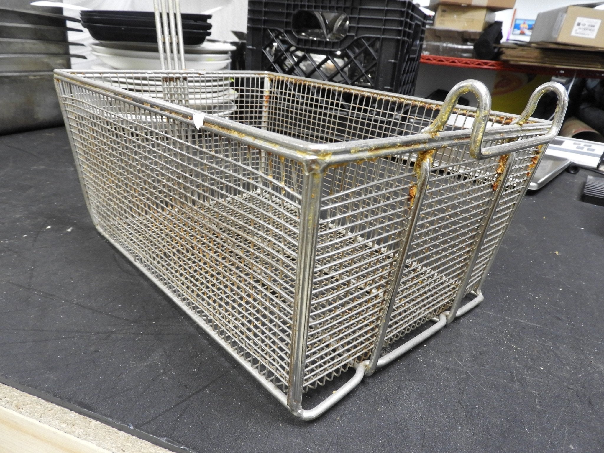 Used Winco 13.5"x9.5"x6" Commercial Deep Fryer Basket - Falcon Restaurant Supply - 4