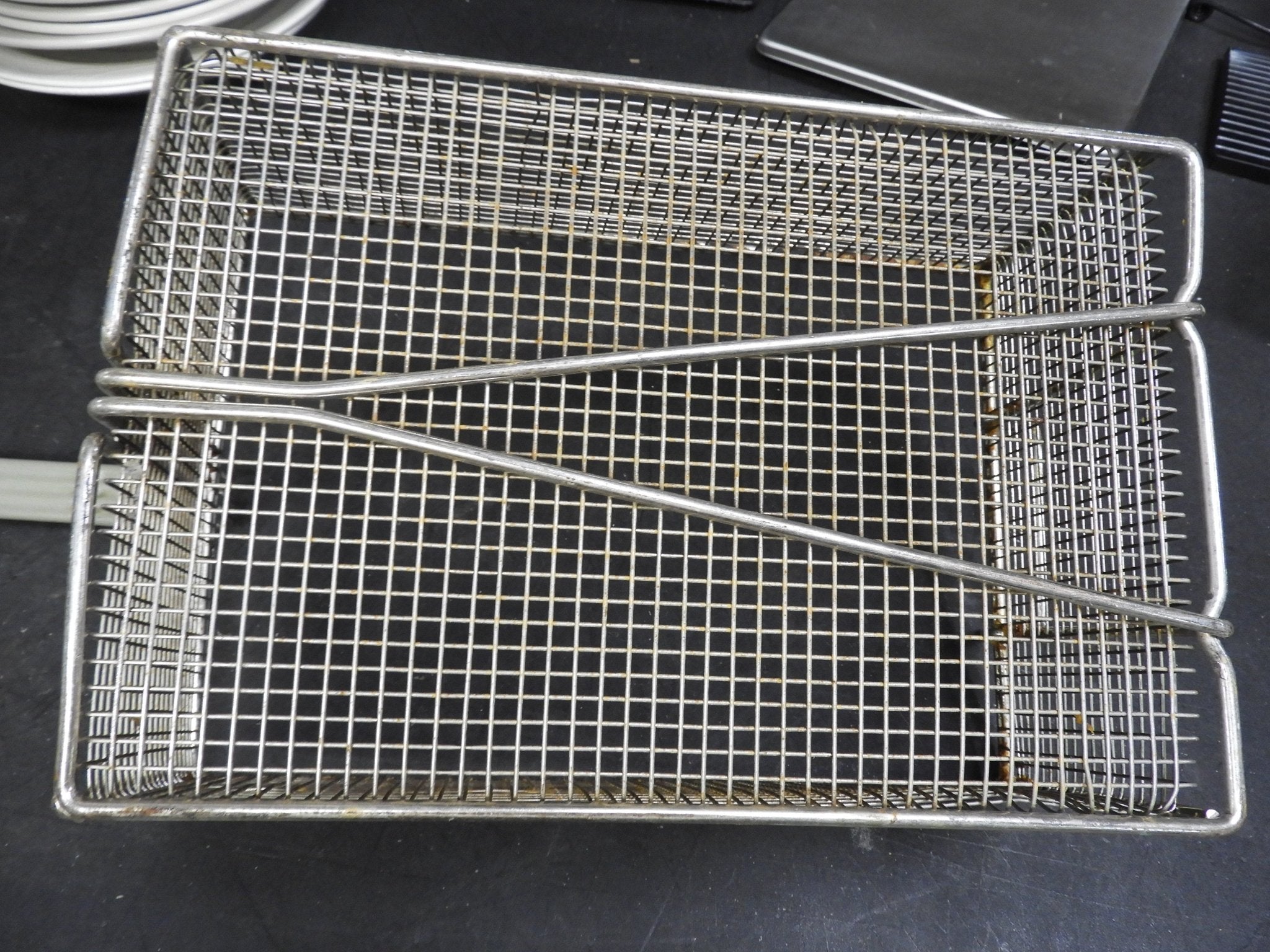 Used Winco 13.5"x9.5"x6" Commercial Deep Fryer Basket - Falcon Restaurant Supply - 5