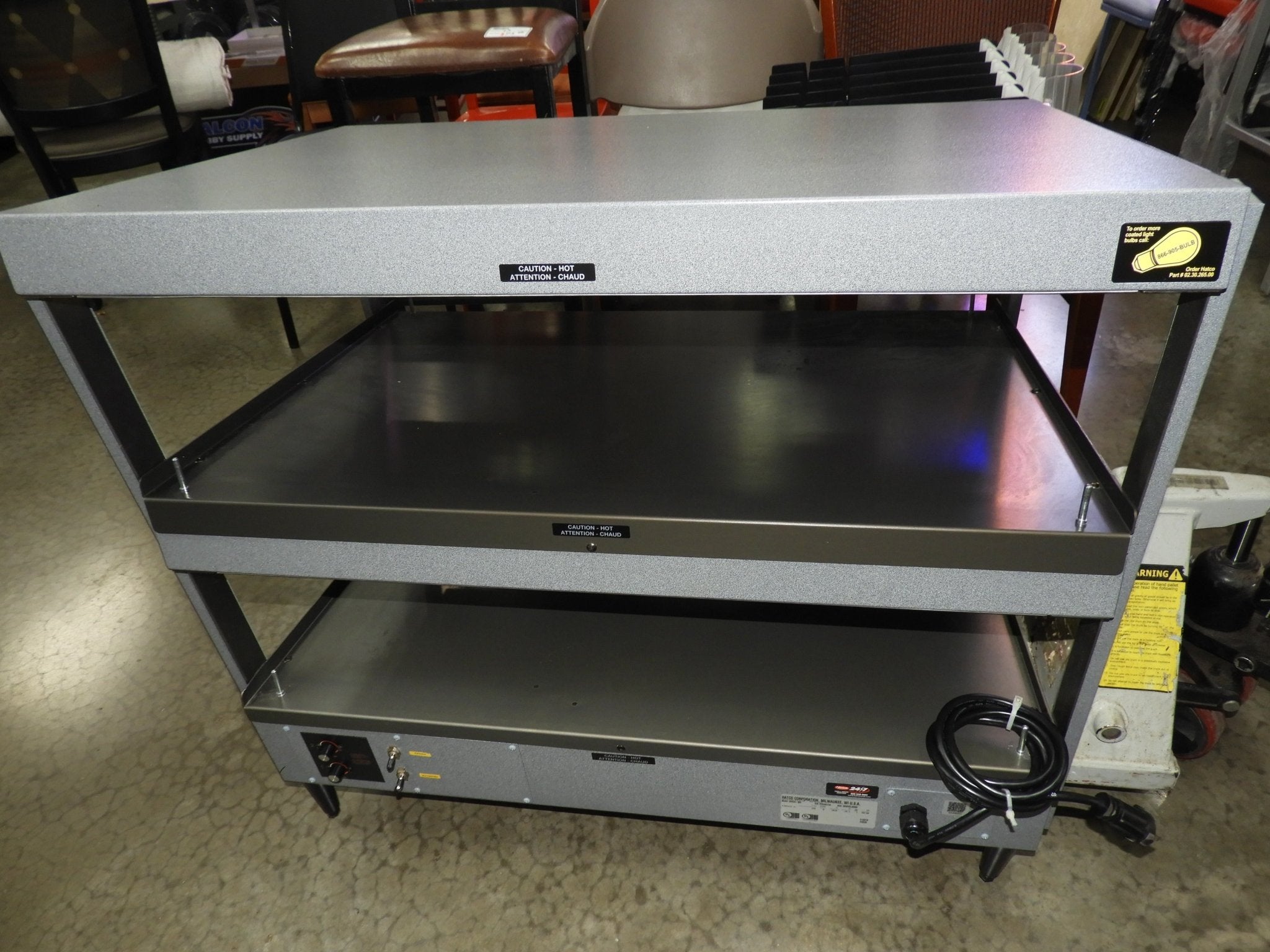 Used Hatco GRSDS - 36D Glo - Ray 36" Heated Slanted Double Shelf Holding Warming Merchandiser Display 120V - Falcon Restaurant Supply - 1
