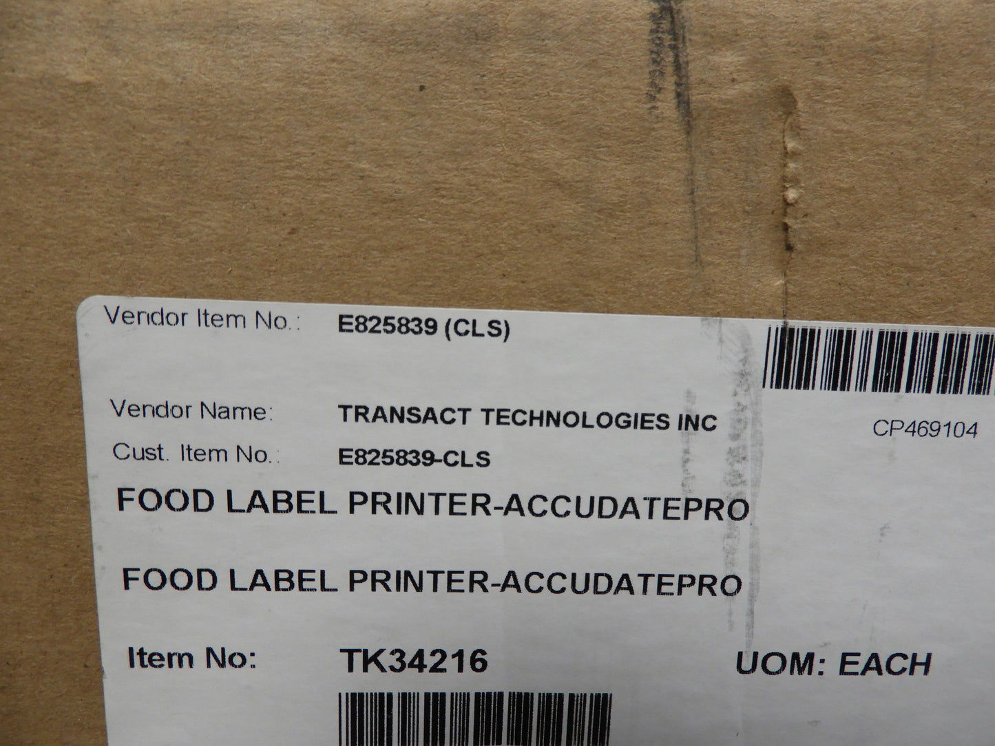 Transact Technologies AccuDate PRO Terminal Retail Food Label Printer TK34216