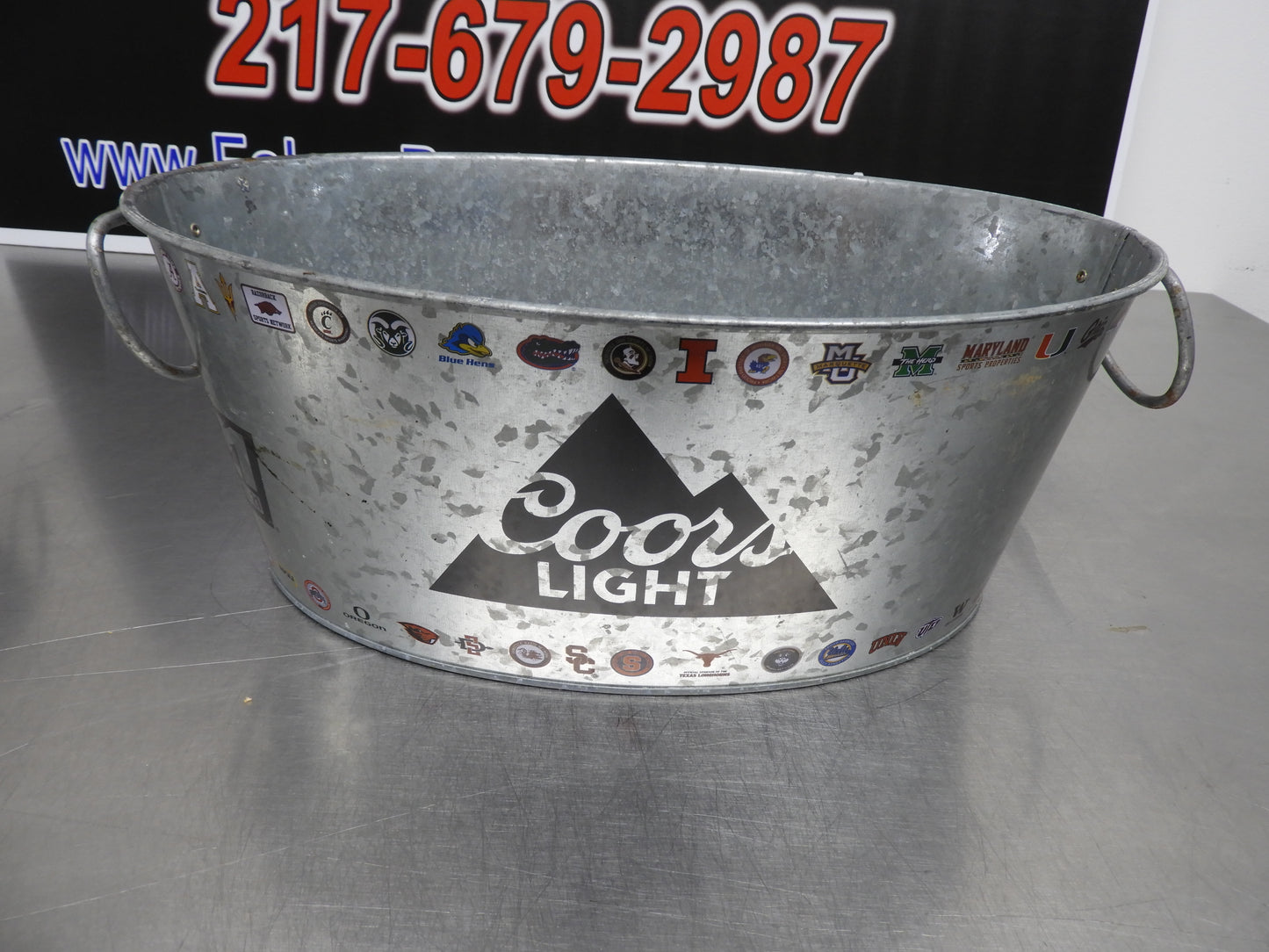 Used Coors Light Galvanized College Teams Oval Beer Bucket