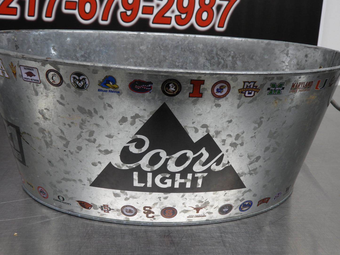 Used Coors Light Galvanized College Teams Oval Beer Bucket