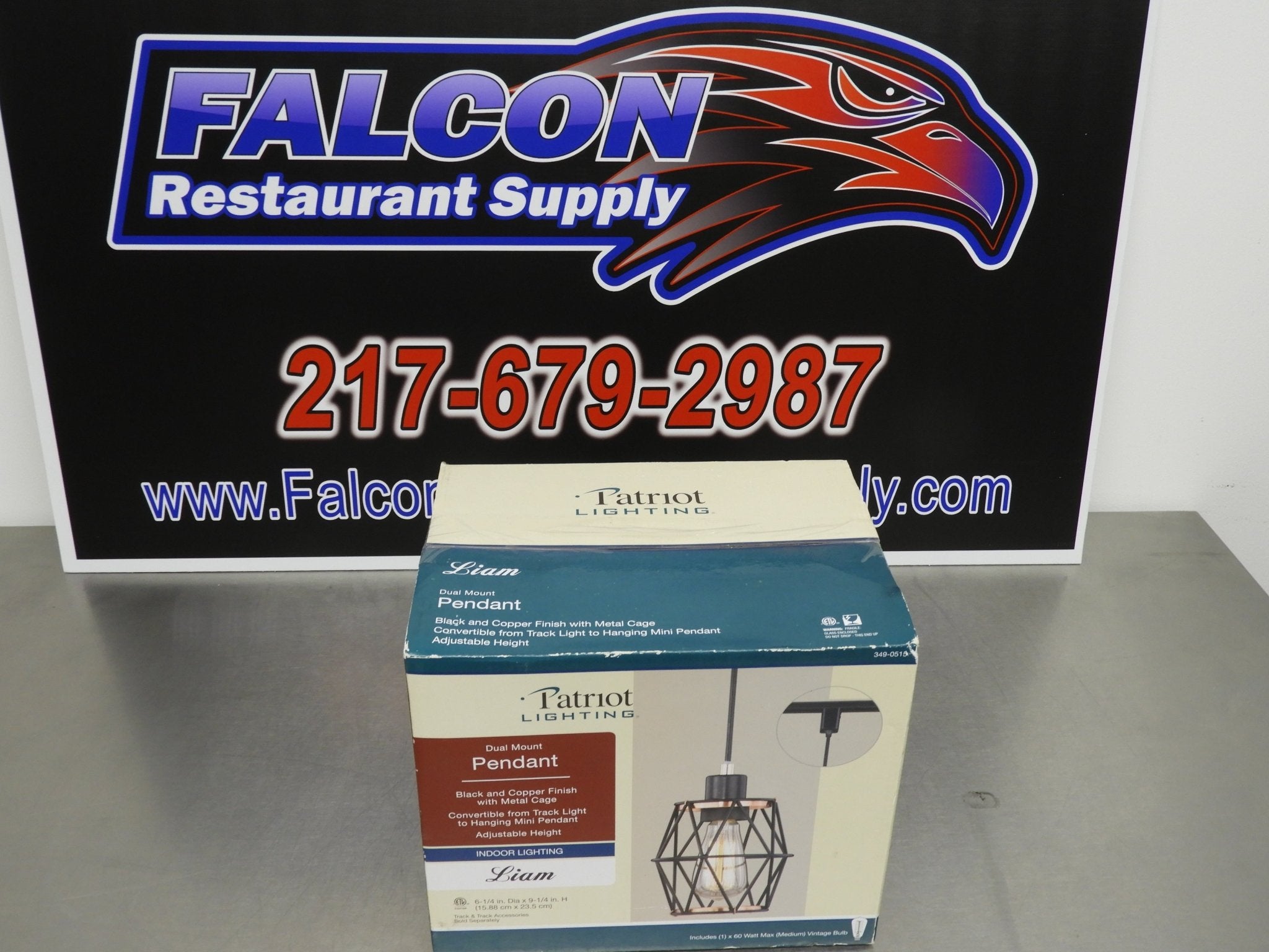 New Patriot 349 - 0515 Dual Mount Liam Pendant Light with Vintage Bulb - Falcon Restaurant Supply - 2