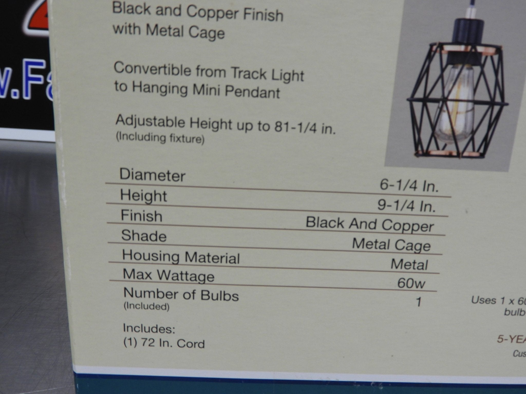 New Patriot 349 - 0515 Dual Mount Liam Pendant Light with Vintage Bulb - Falcon Restaurant Supply - 4