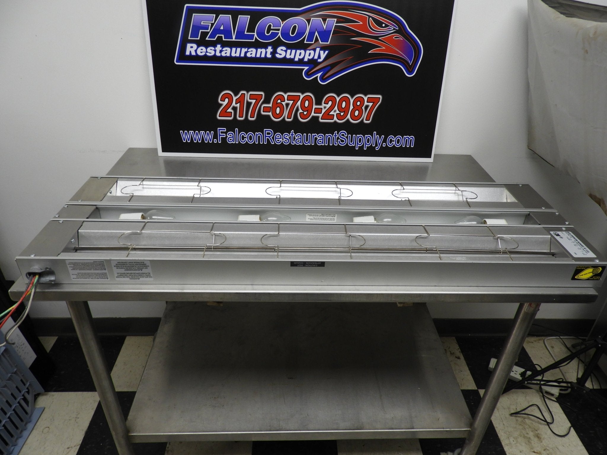 Used Hatco GRAL - 48D6 48" Standard Watts Infrared Lighted Strip Warmer - Double Rod 240V - Falcon Restaurant Supply - 1