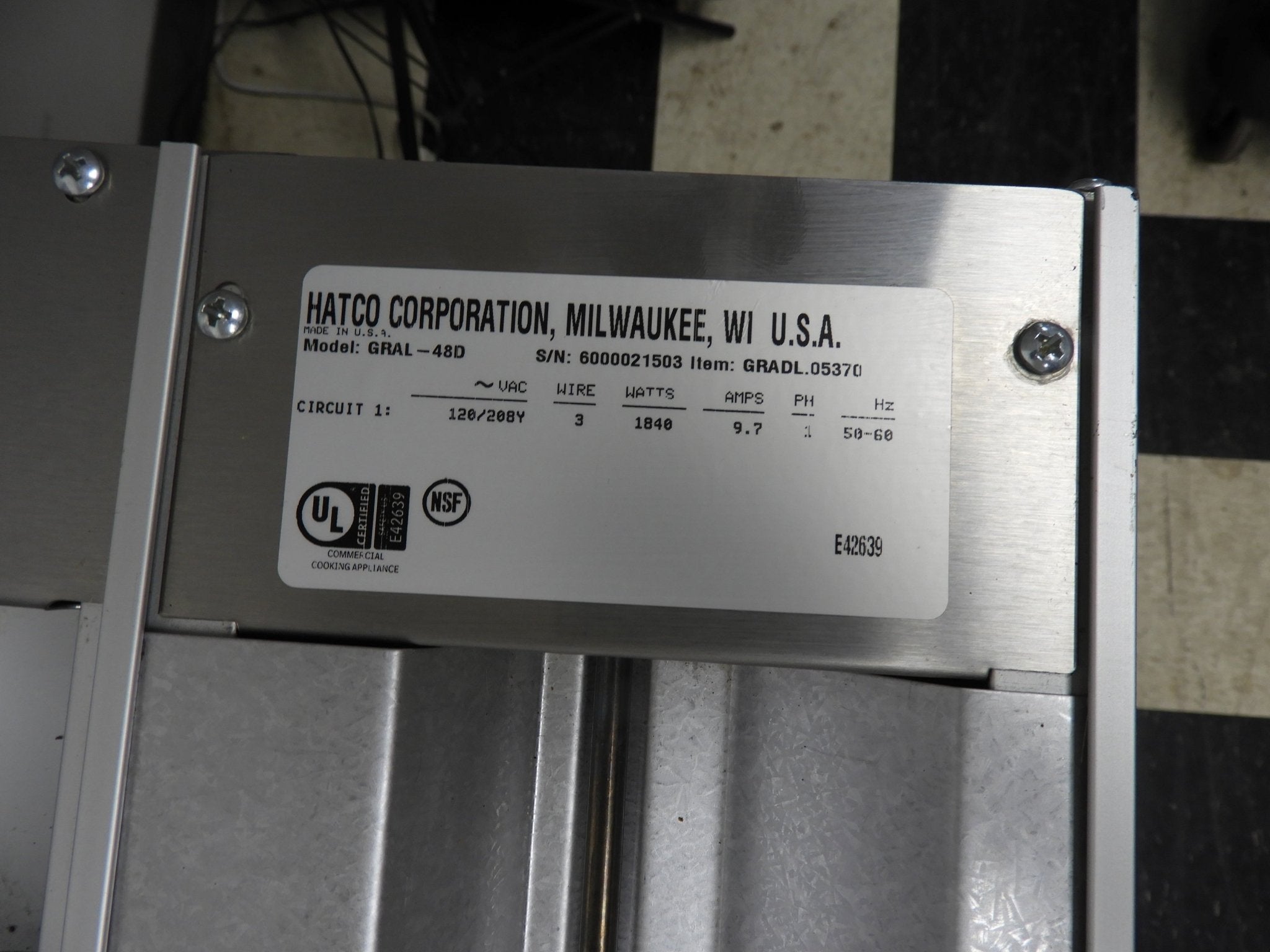 Used Hatco GRAL - 48D6 48" Standard Watts Infrared Lighted Strip Warmer - Double Rod 240V - Falcon Restaurant Supply - 2