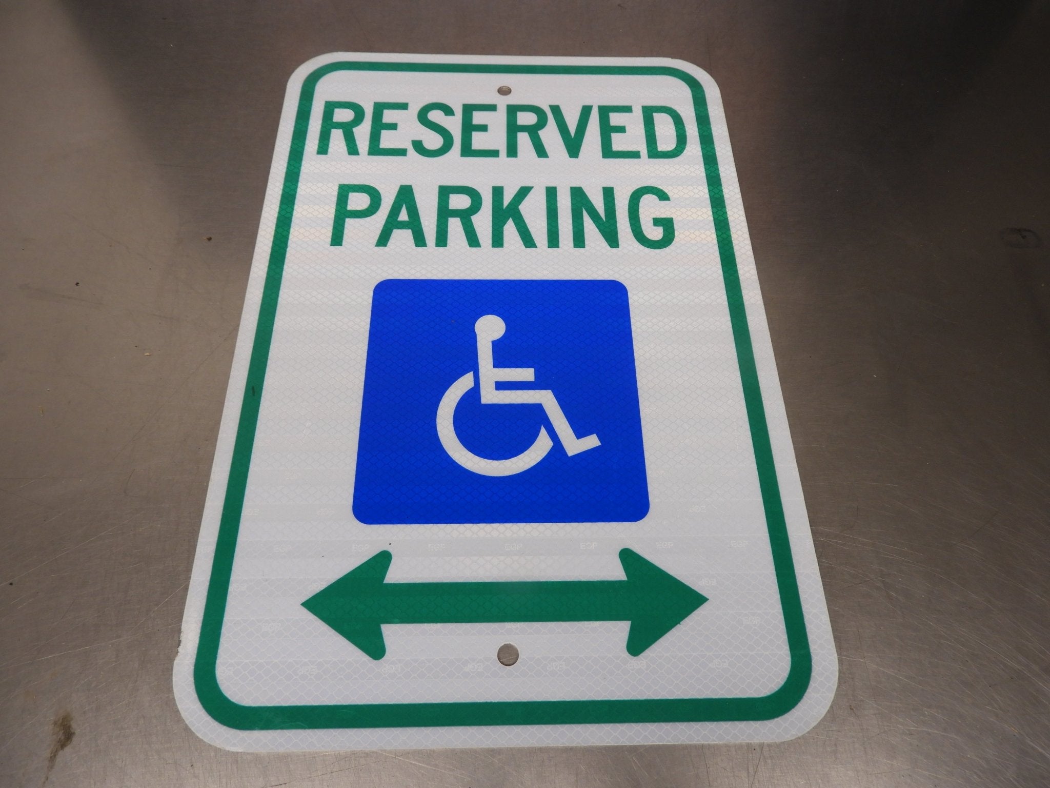 Used Reflective Aluminum Handicap Parking Sign 12"x18" - Falcon Restaurant Supply - 1