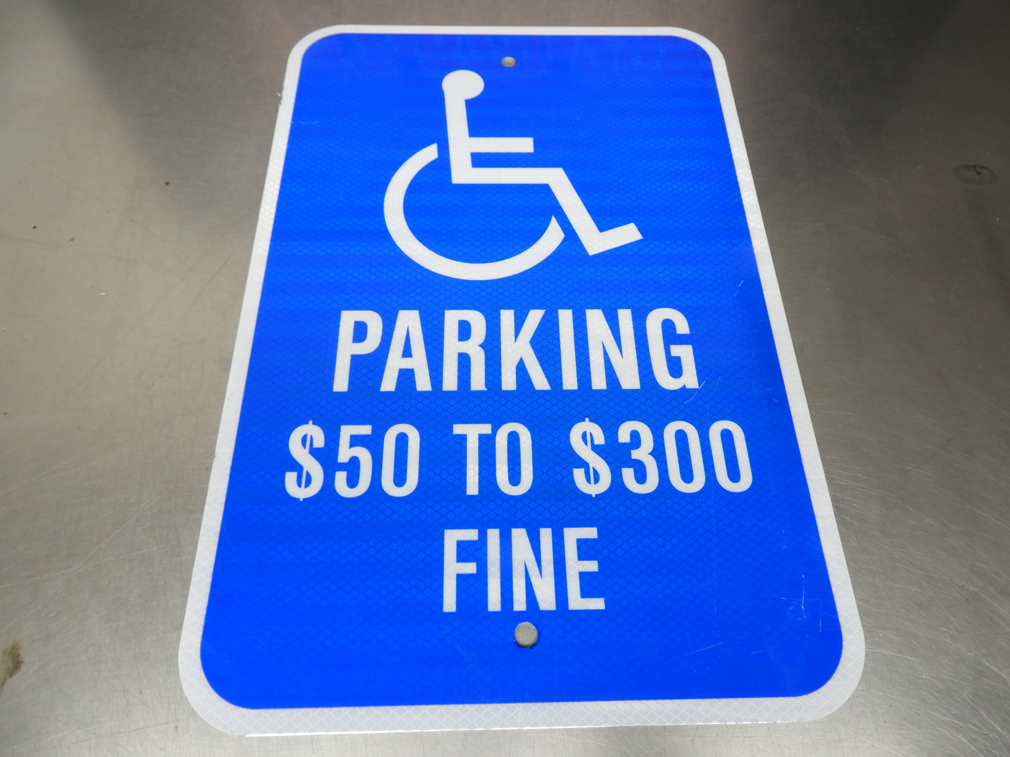 Used Aluminum Reflective Handicap Parking Sign, Handicapped Sign, 12"x18"