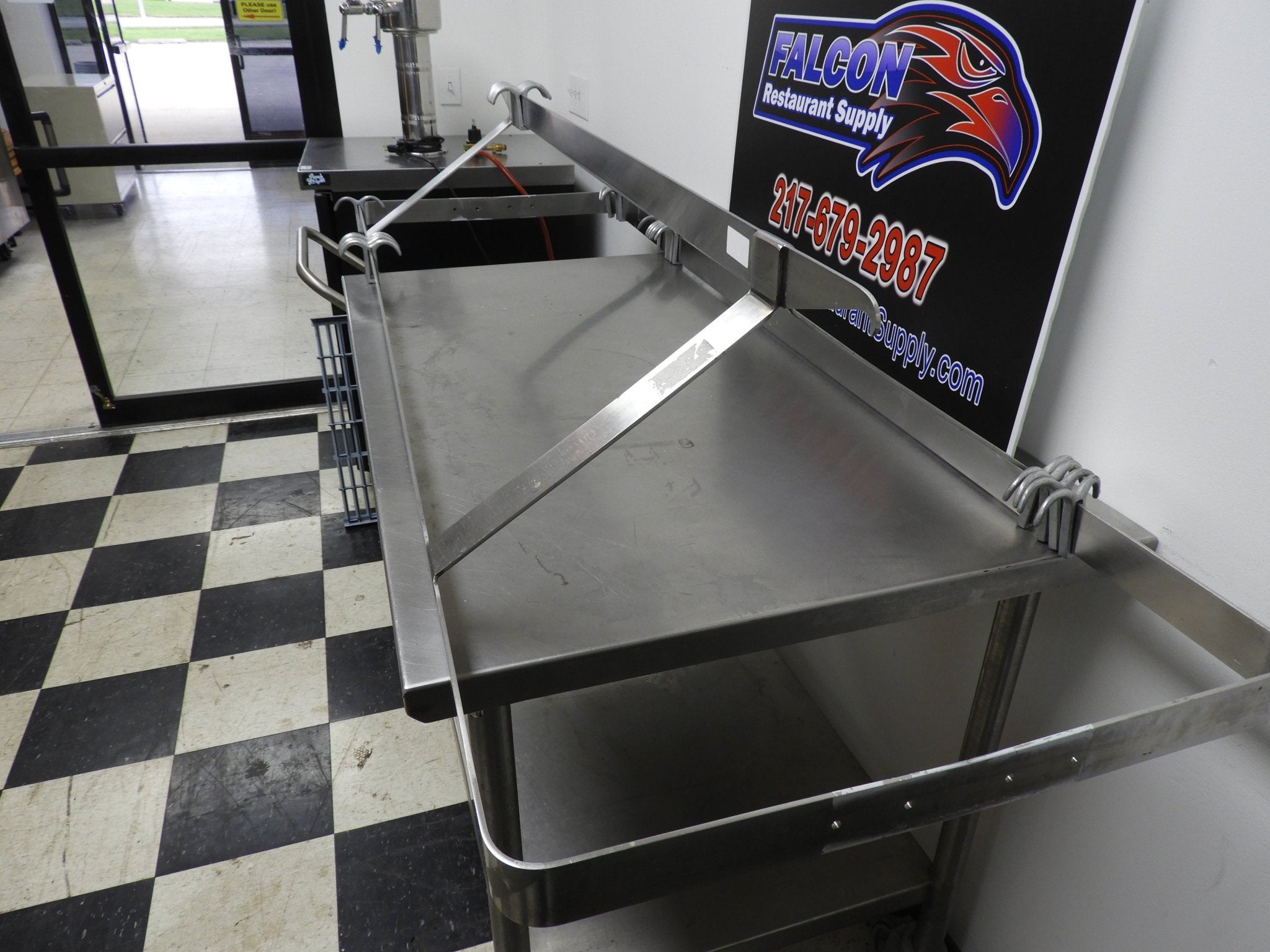 Used Overhead Stainless Steel Pot/Utensil Hanger Rack 72"x24"x12.5" - Falcon Restaurant Supply - 7