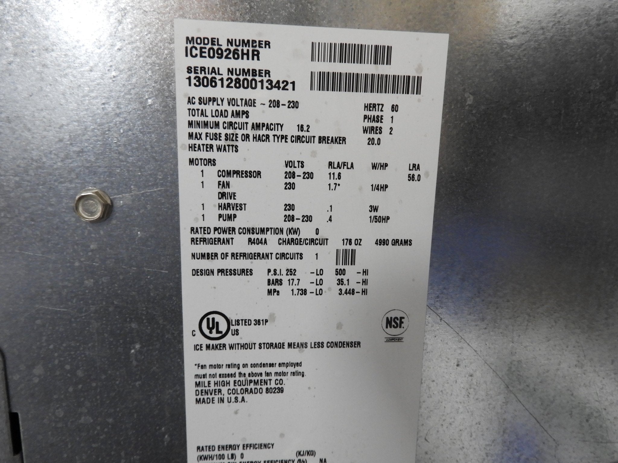 Used Ice - O - Matic ICE0926HR Ice Maker, Cube - Style without Storage Bin - Falcon Restaurant Supply - 7