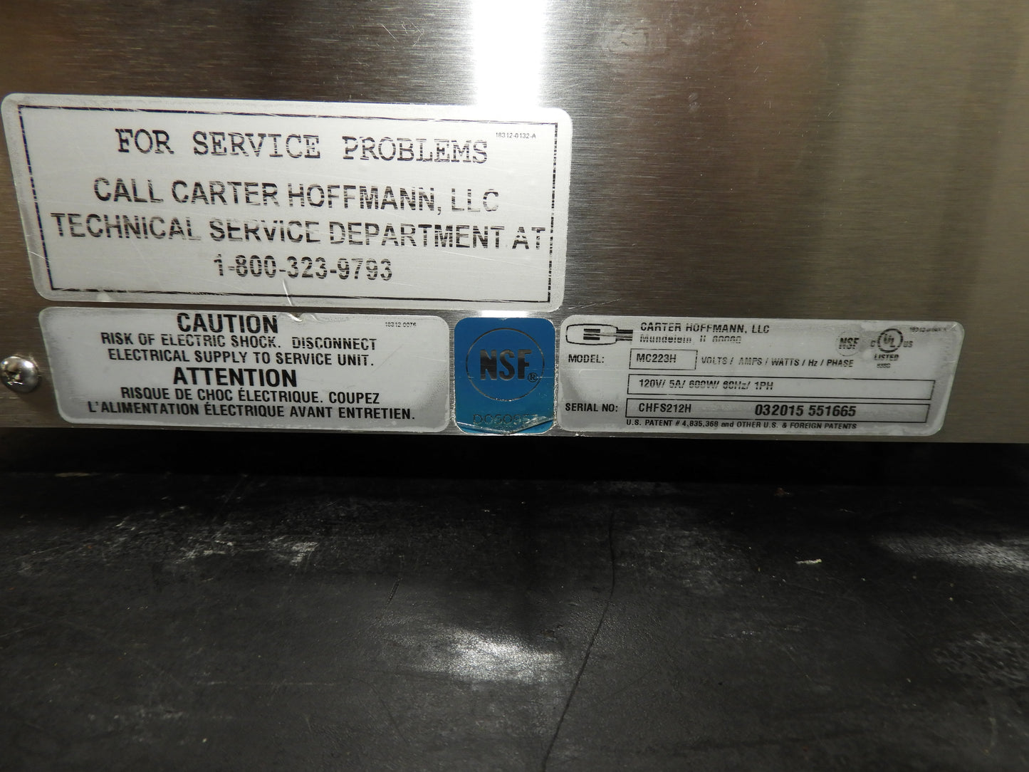 Used Carter Hoffman MC223H Pass Through Food Warmer Holding MCHFS212 120V 1ph