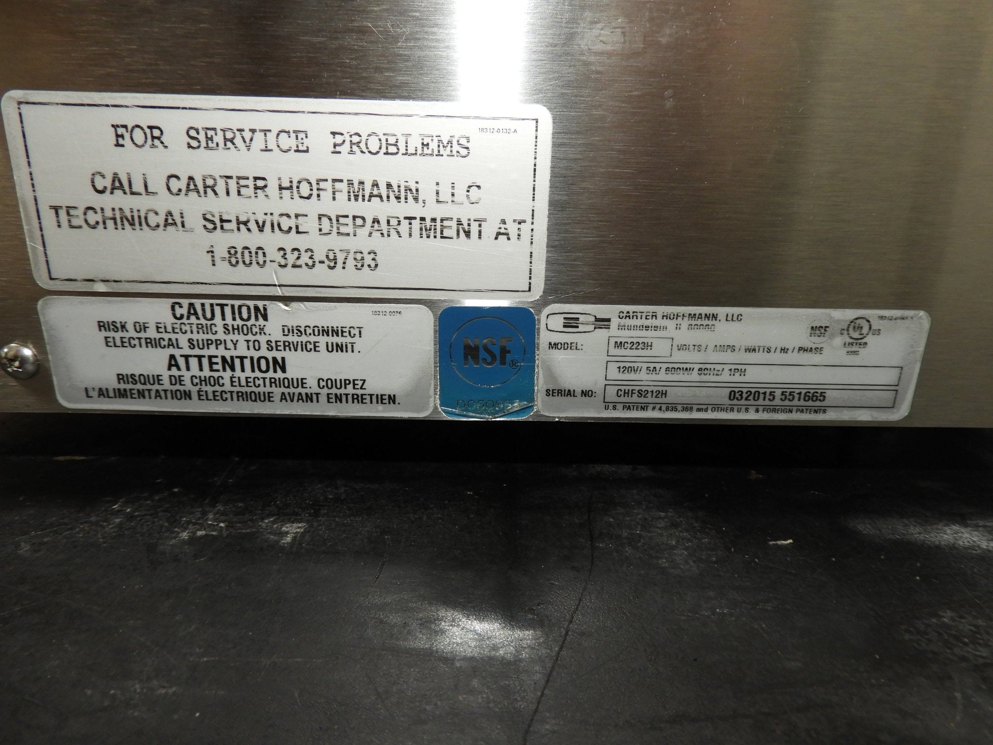 Used Carter Hoffman MC223H Pass Through Food Warmer Holding MCHFS212 120V 1ph - Falcon Restaurant Supply - 7
