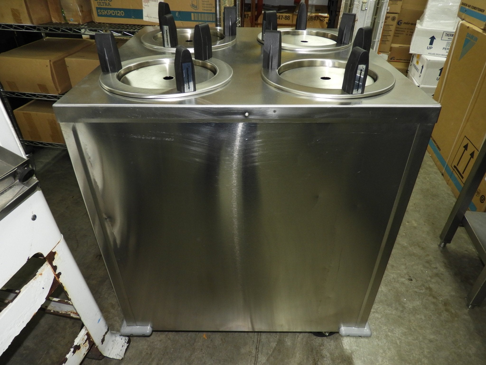 Used 27" Delfield CAB4 - 650 Mobile Enclosed Four Stack Dish Dispenser 288 Plates - Falcon Restaurant Supply - 5