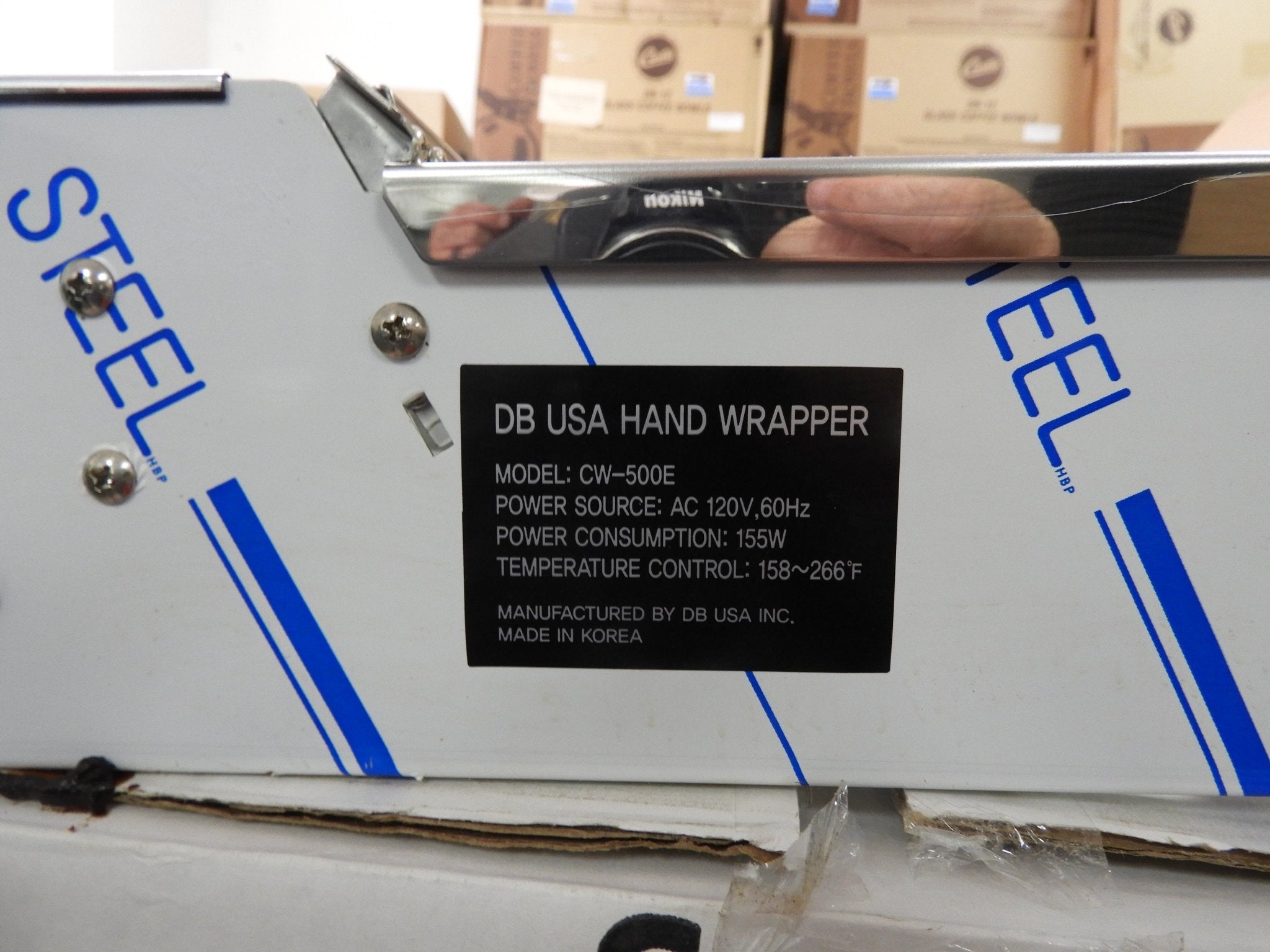 Used VisionTechShop CW - 500E Hand Wrapping Machine Film Wrapper for Food Packaging - Falcon Restaurant Supply - 7