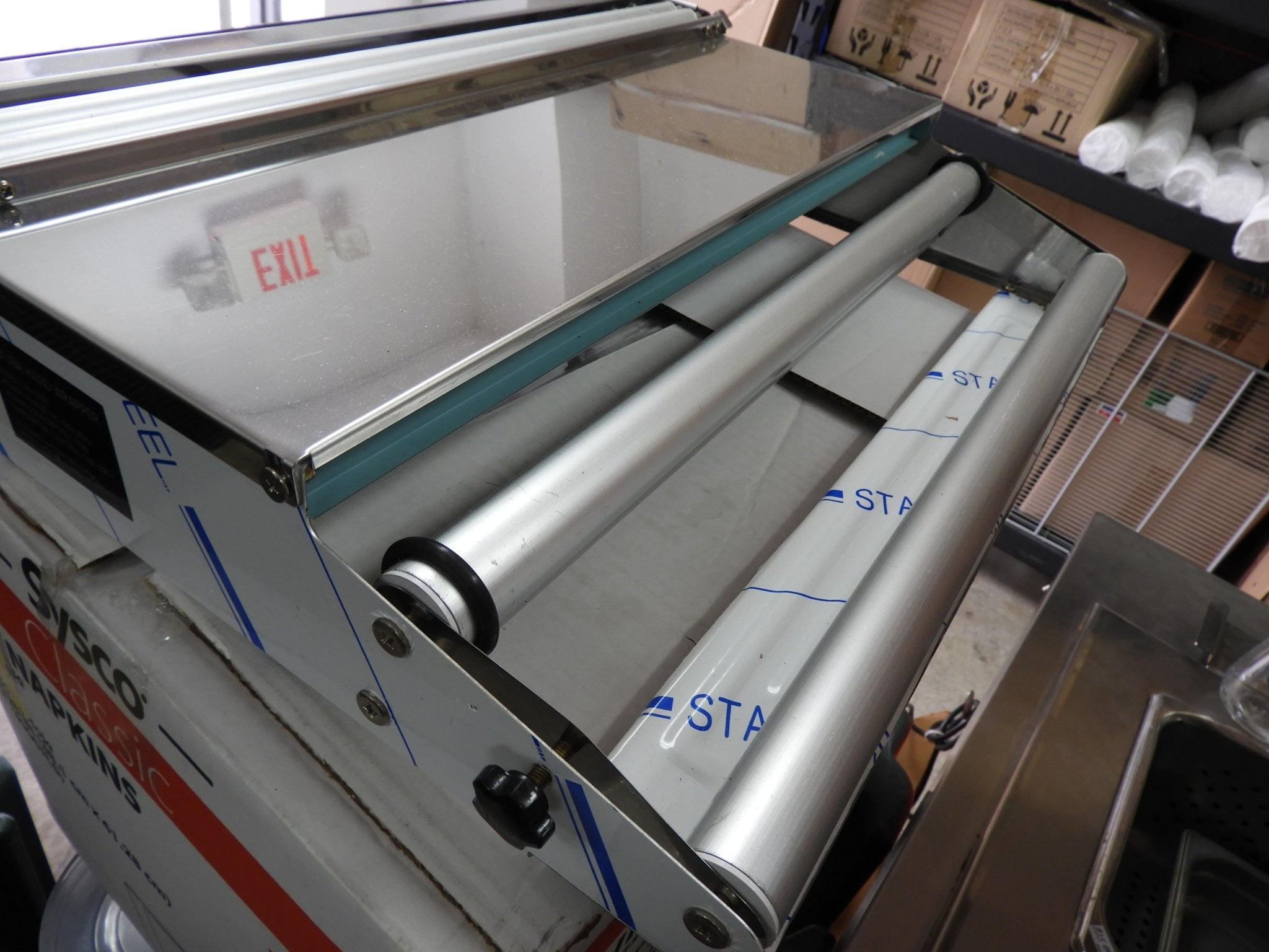 Used VisionTechShop CW - 500E Hand Wrapping Machine Film Wrapper for Food Packaging - Falcon Restaurant Supply - 8