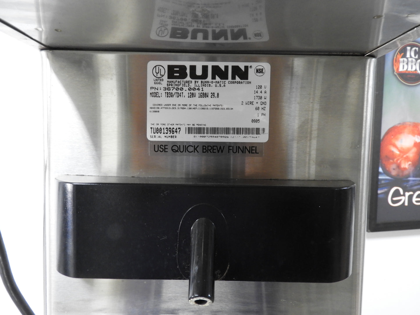 Used Bunn 36700.0041 3 Gallon Commercial Iced Tea Brewer Machine Quickbrew