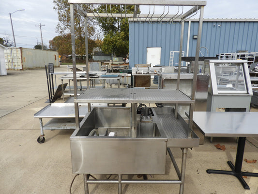 Stainless Steel Pass-Thru Combo Ice Bin/Cocktail Station/Wash Station Bar - SS32