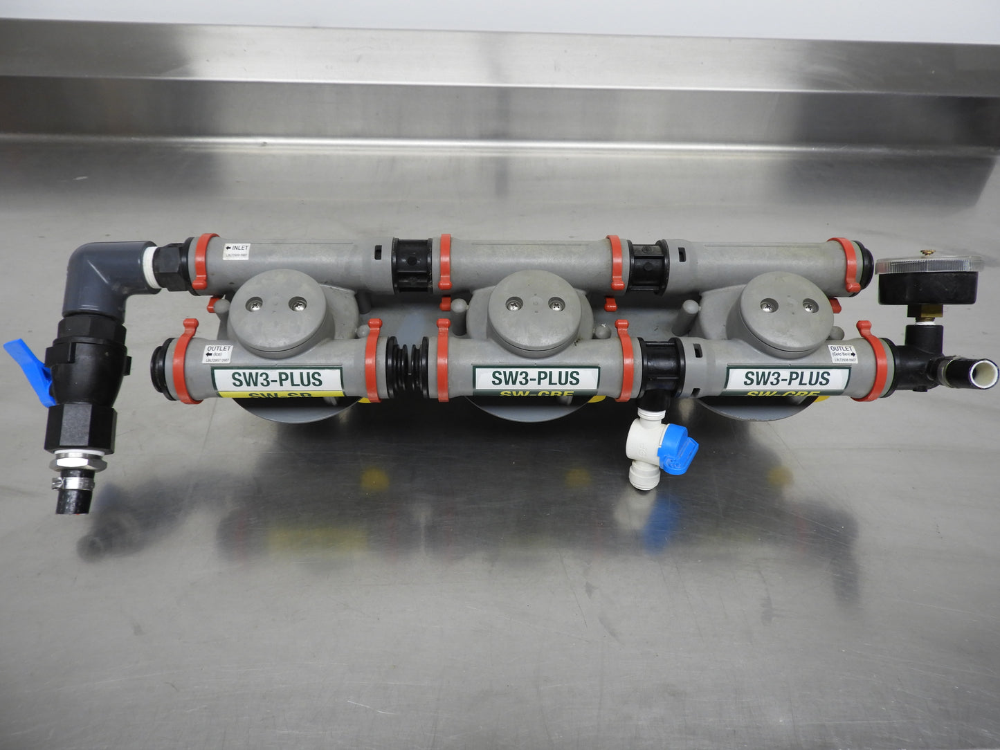 Used 3M High Flow Series Triple Manifold Assembly Water Filter