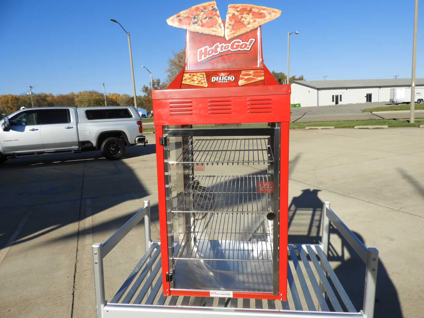 Wisco 690-25 Hot Food Warming Display Cabinet Commercial Two Door Pass Through, Red