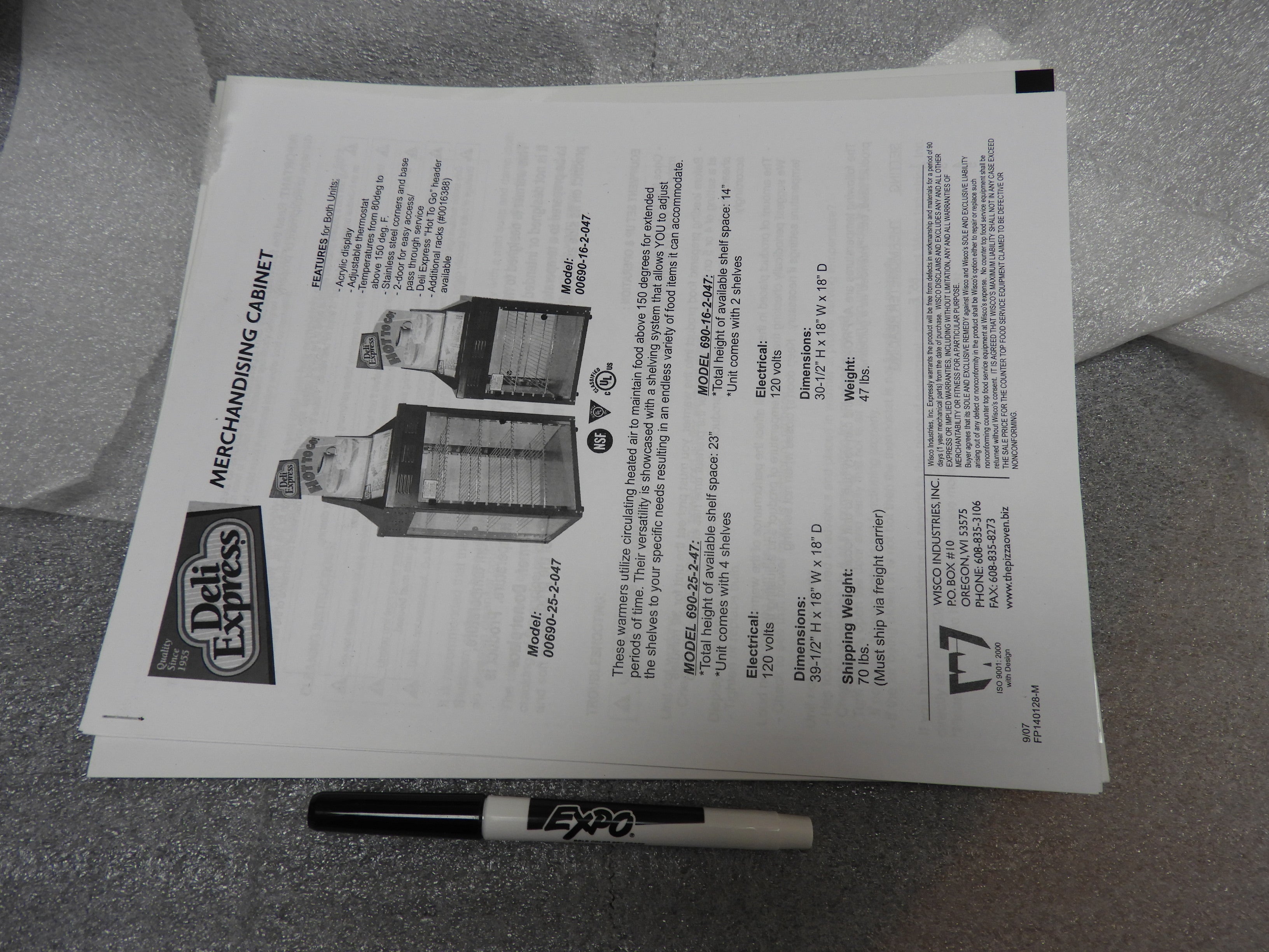 New Wisco 690-25 Hot Food Warming Heated Display Holding Cabinet Two Door Pass Thru 120V 660W