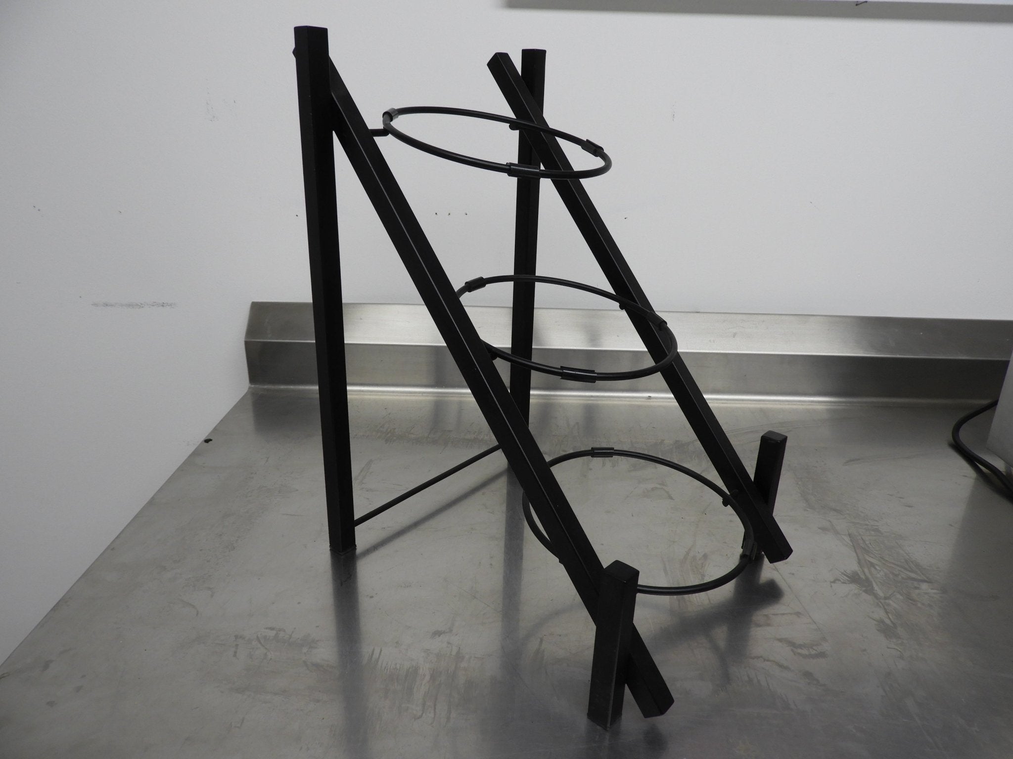 Used Black Three Bowl Countertop Square Tube Tier Display Riser - Falcon Restaurant Supply - 1