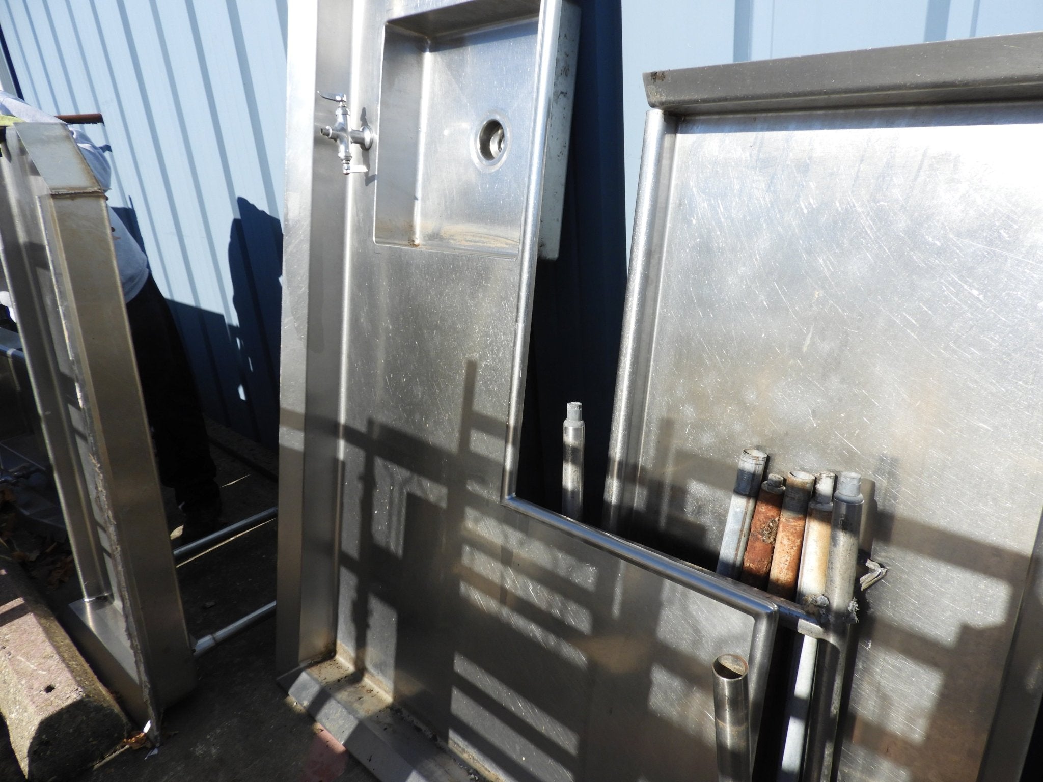 Used Stainless Steel Commercial L shaped Dish landing Sink - SS29 - Falcon Restaurant Supply - 7