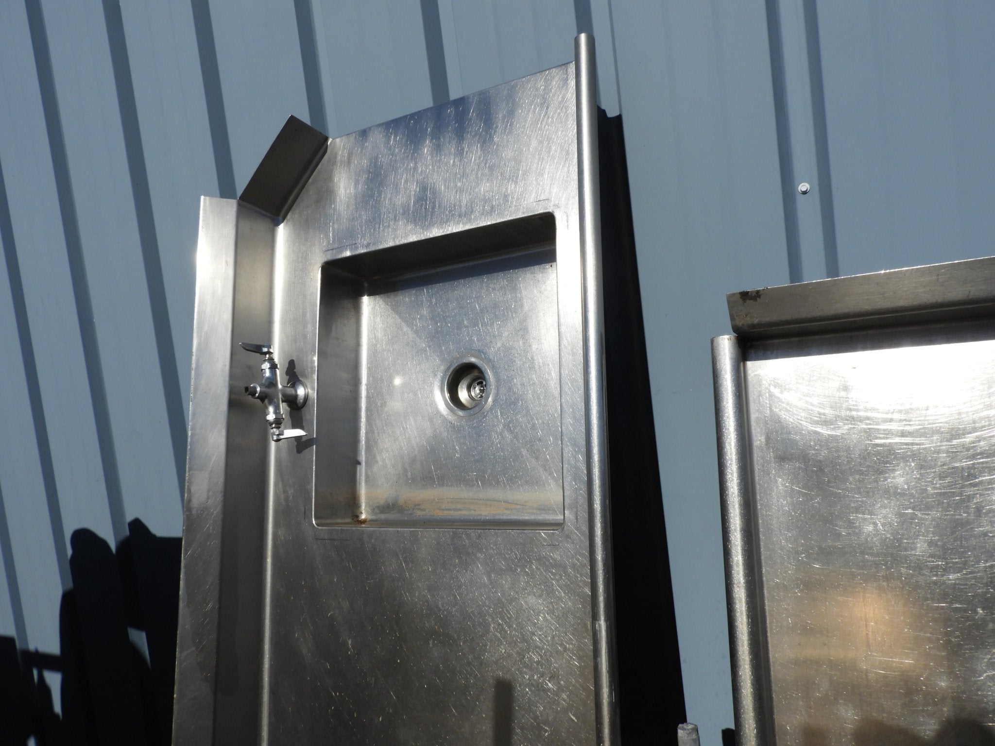 Used Stainless Steel Commercial L shaped Dish landing Sink - SS29 - Falcon Restaurant Supply - 1