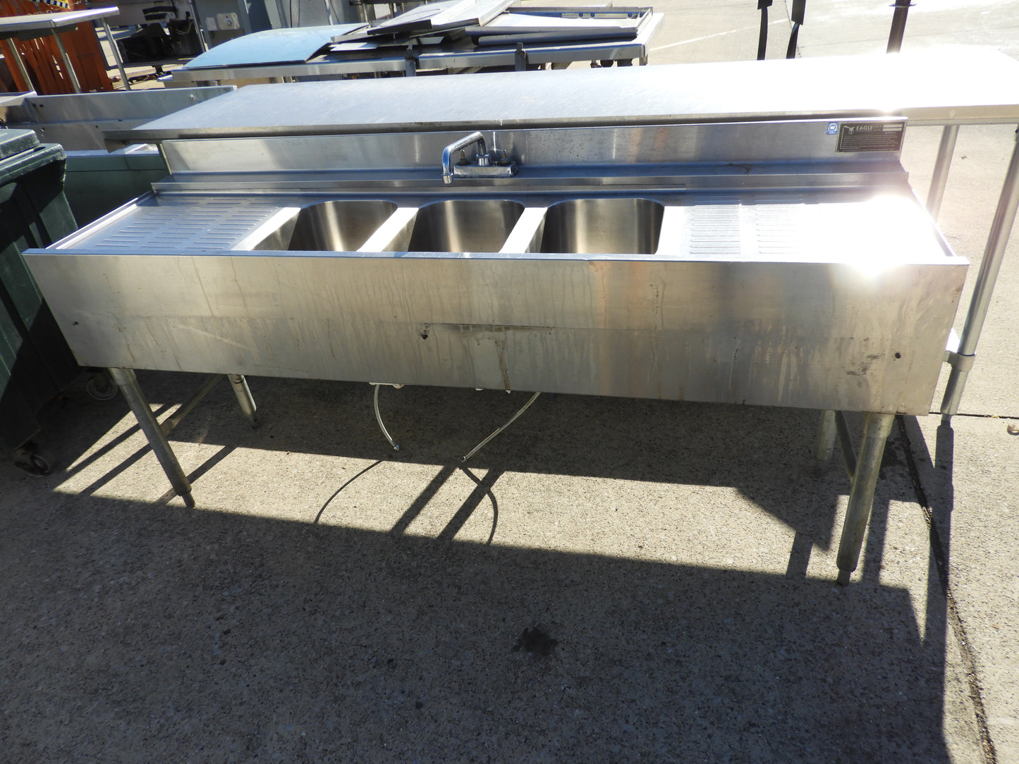 Used Eagle Under bar Stainless Steel Commercial 3 Compartment Sink - SS26