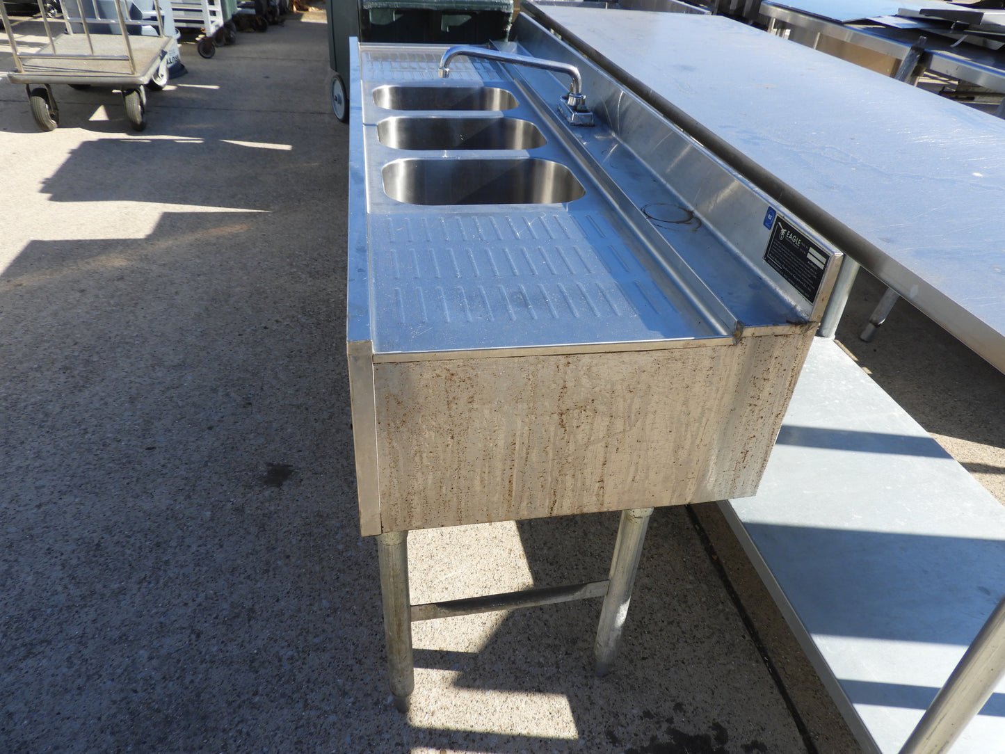 Used Eagle Under bar Stainless Steel Commercial 3 Compartment Sink - SS26